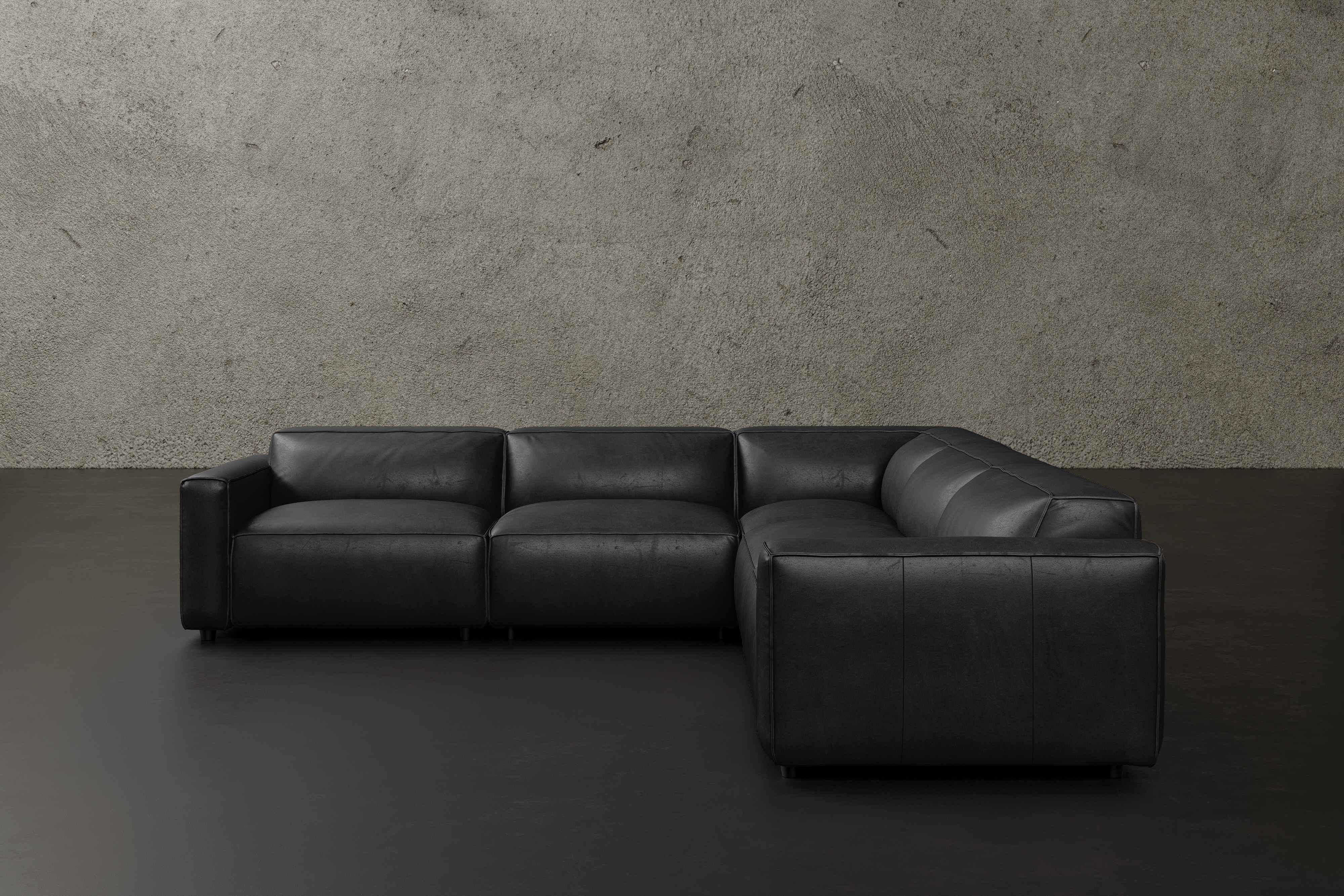 Allodi Full-aniline Leather Modular Corner Sectional Sofa with Feather-Filled