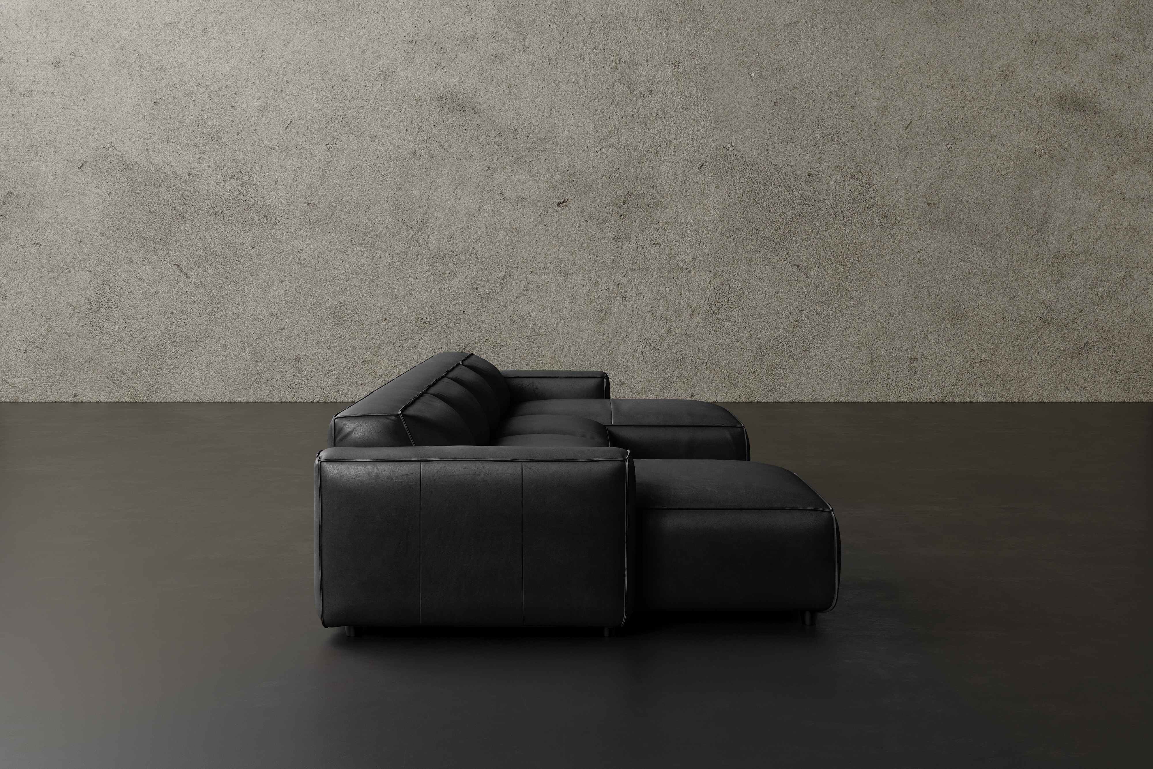 Allodi Full-aniline Leather Modular Extended Sectional Sofa with Feather-Filled