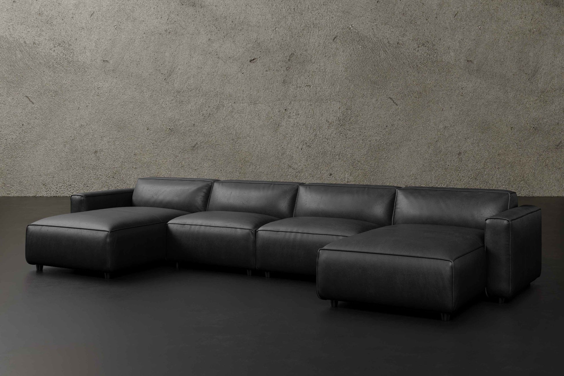 Allodi Full-aniline Leather Modular Extended Sectional Sofa with Feather-Filled