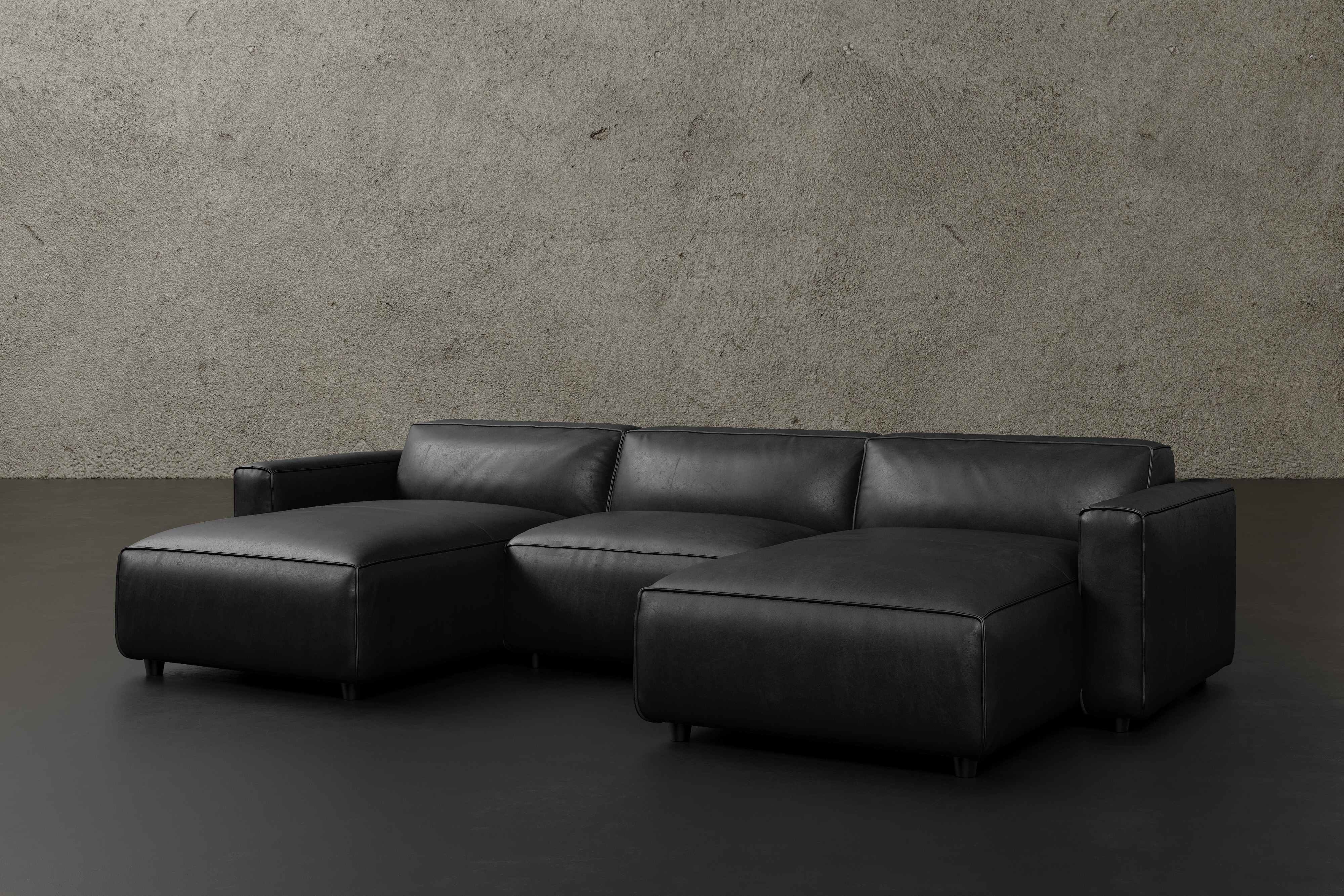 Allodi Full-aniline Leather Modular Sectional Sofa with Feather-Filled