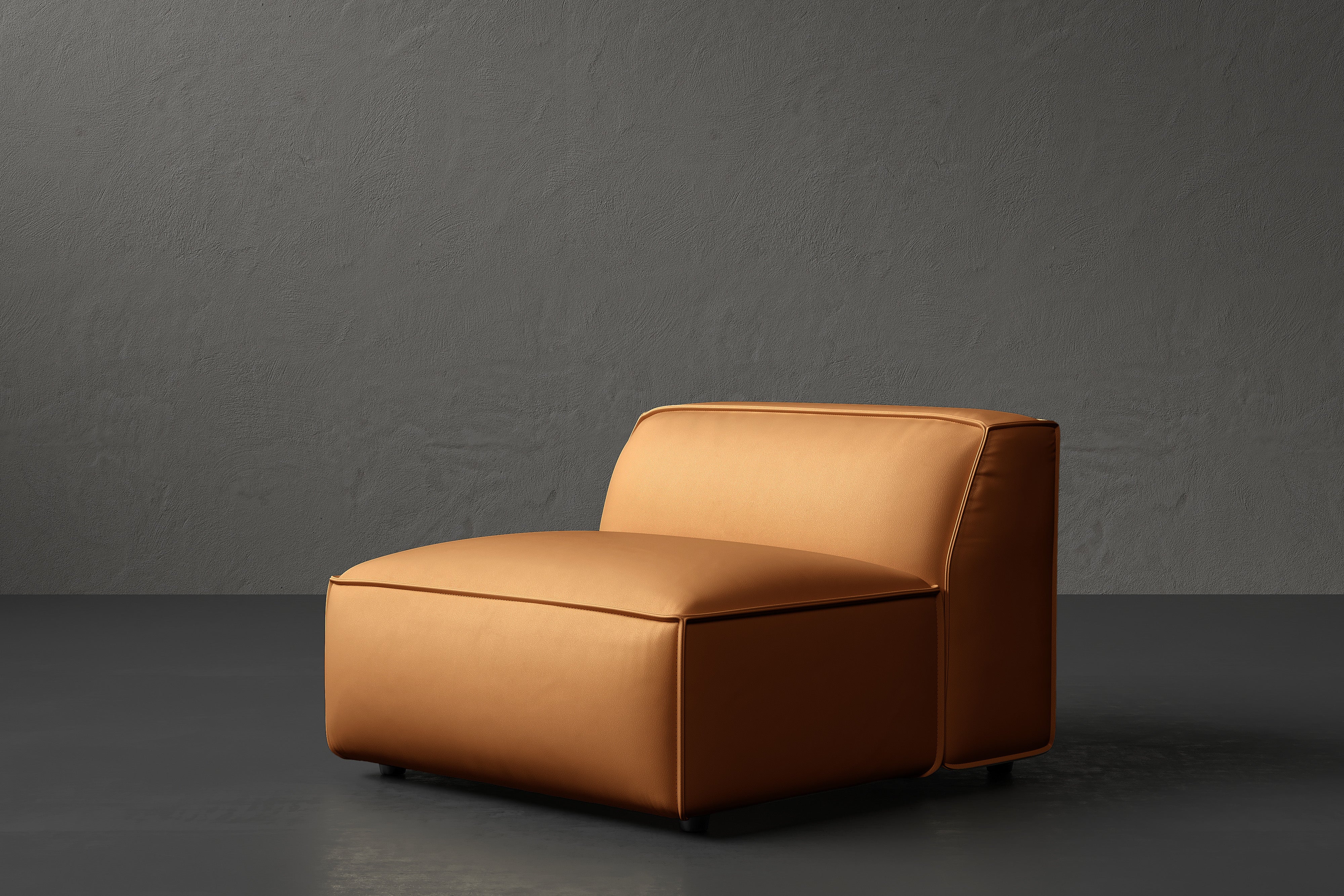 Allodi Full-aniline Leather Armless Sofa Module with Feather-Filled