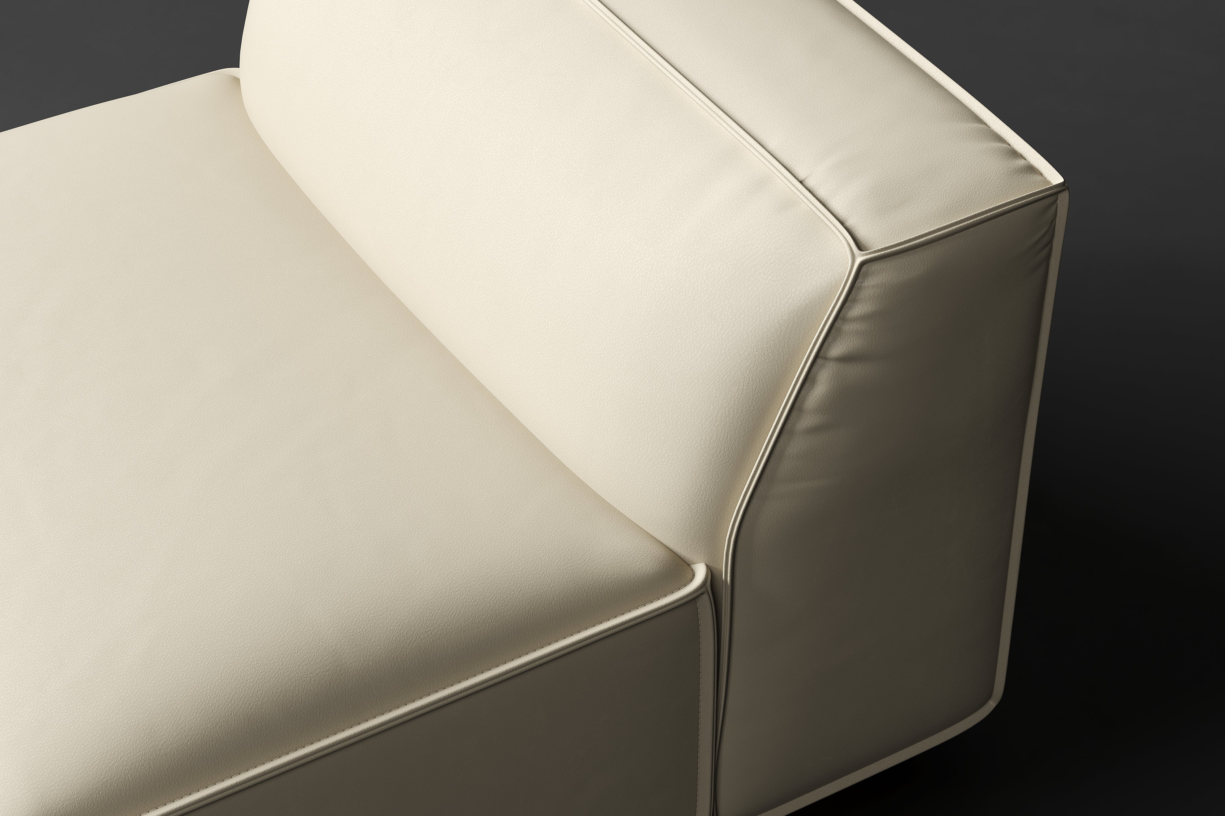 Allodi Full-aniline Leather Armless Sofa Module with Feather-Filled