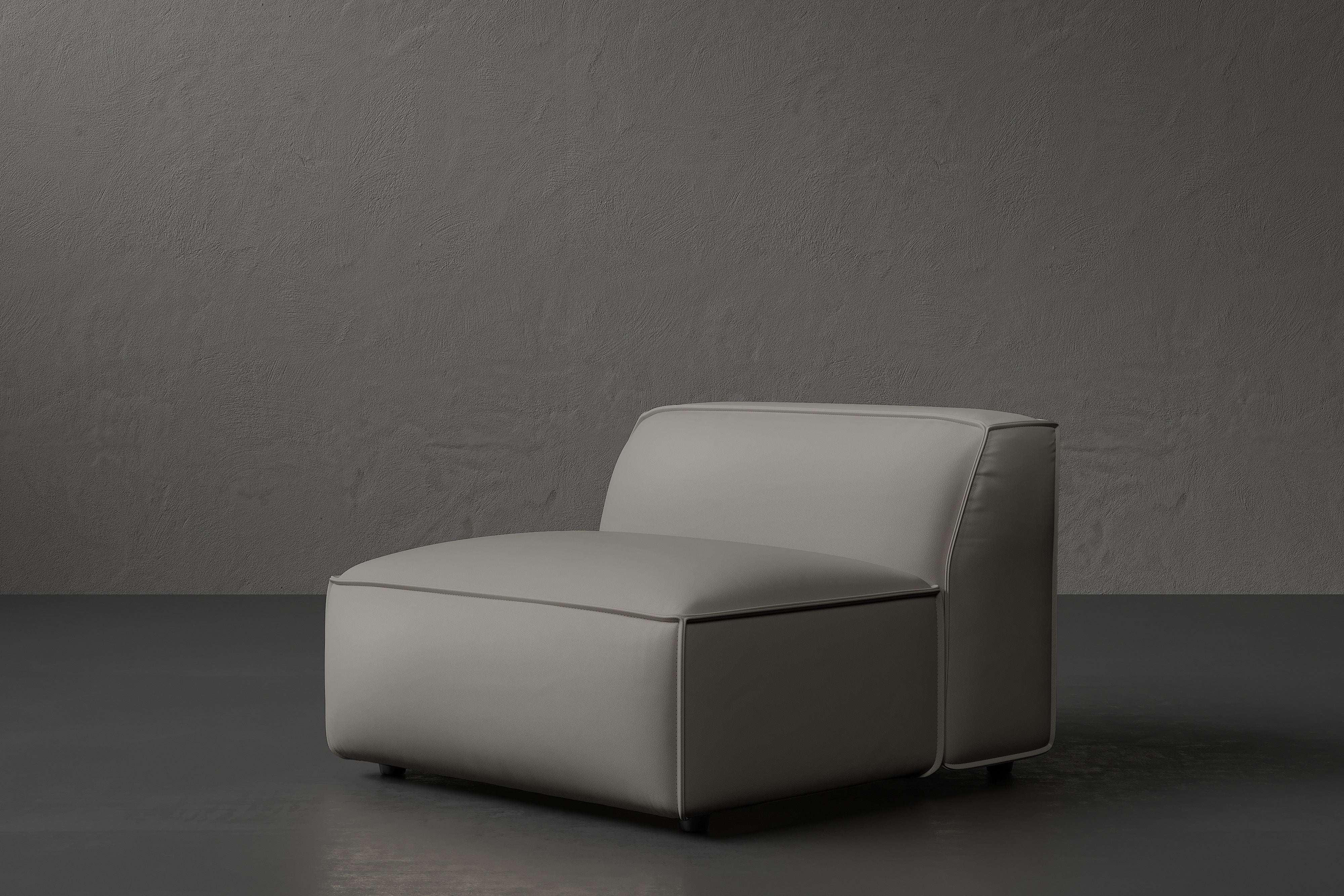 Allodi Full-aniline Leather Armless Sofa Module with Feather-Filled