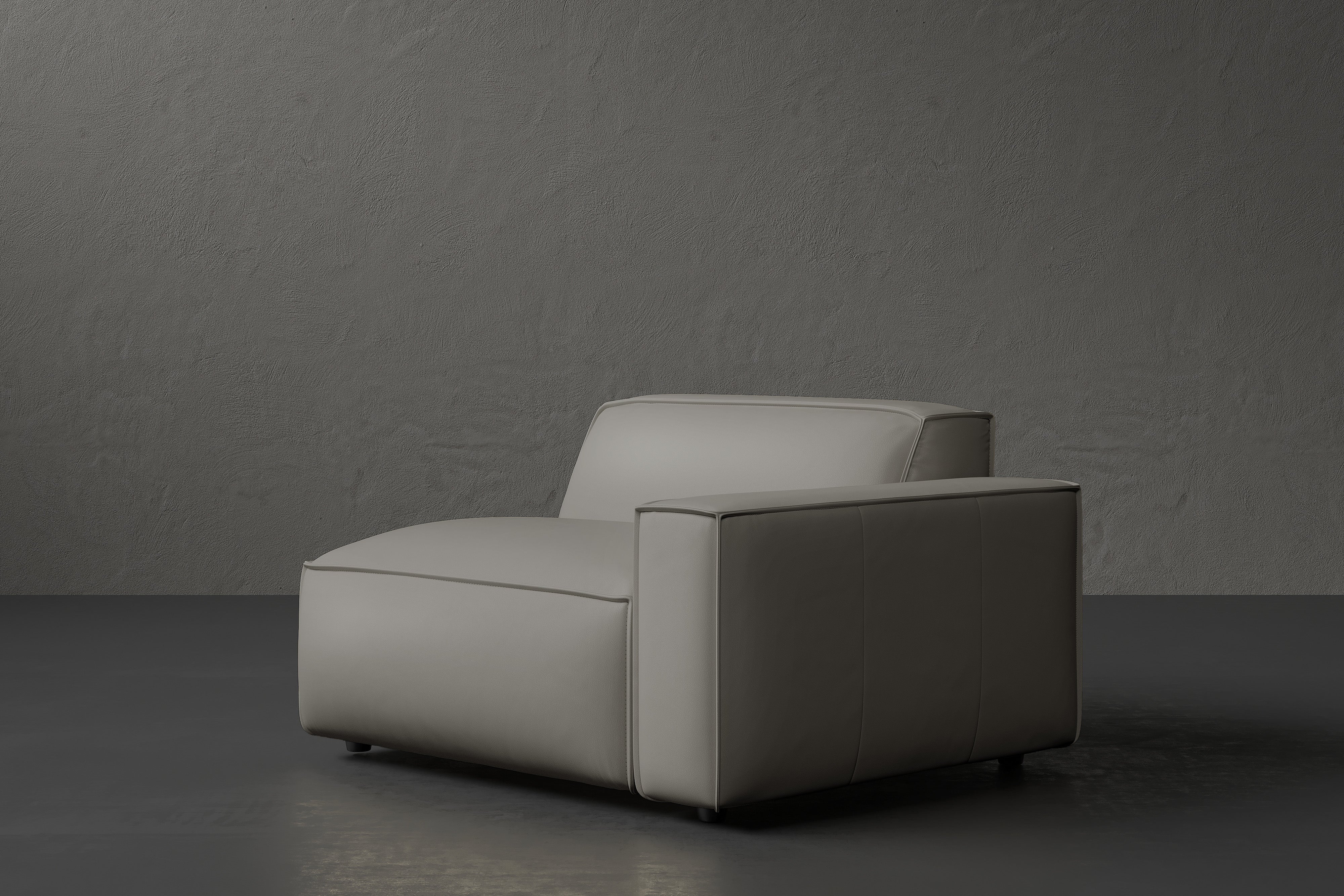 Allodi Full-aniline Leather Right Arm Sofa Module with Feather-Filled