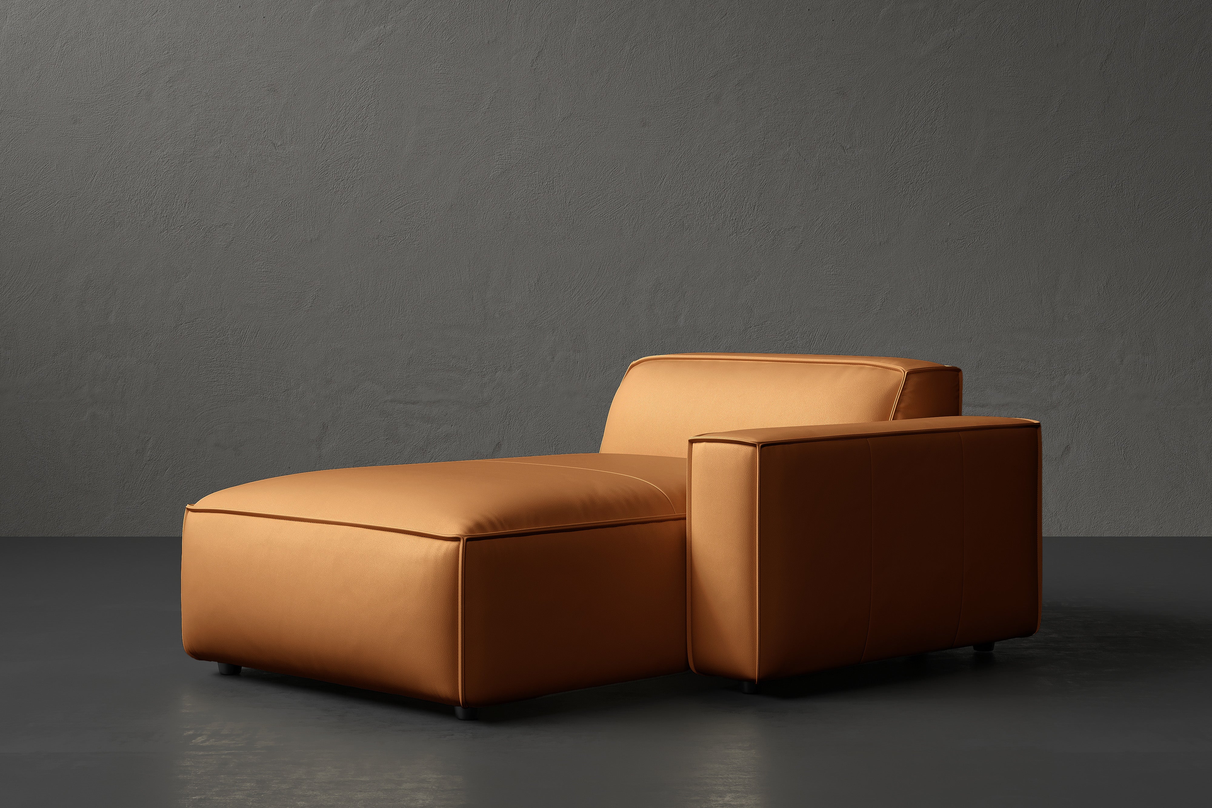 Allodi Full-aniline Leather Right Chaise Sofa Module with Feather-Filled