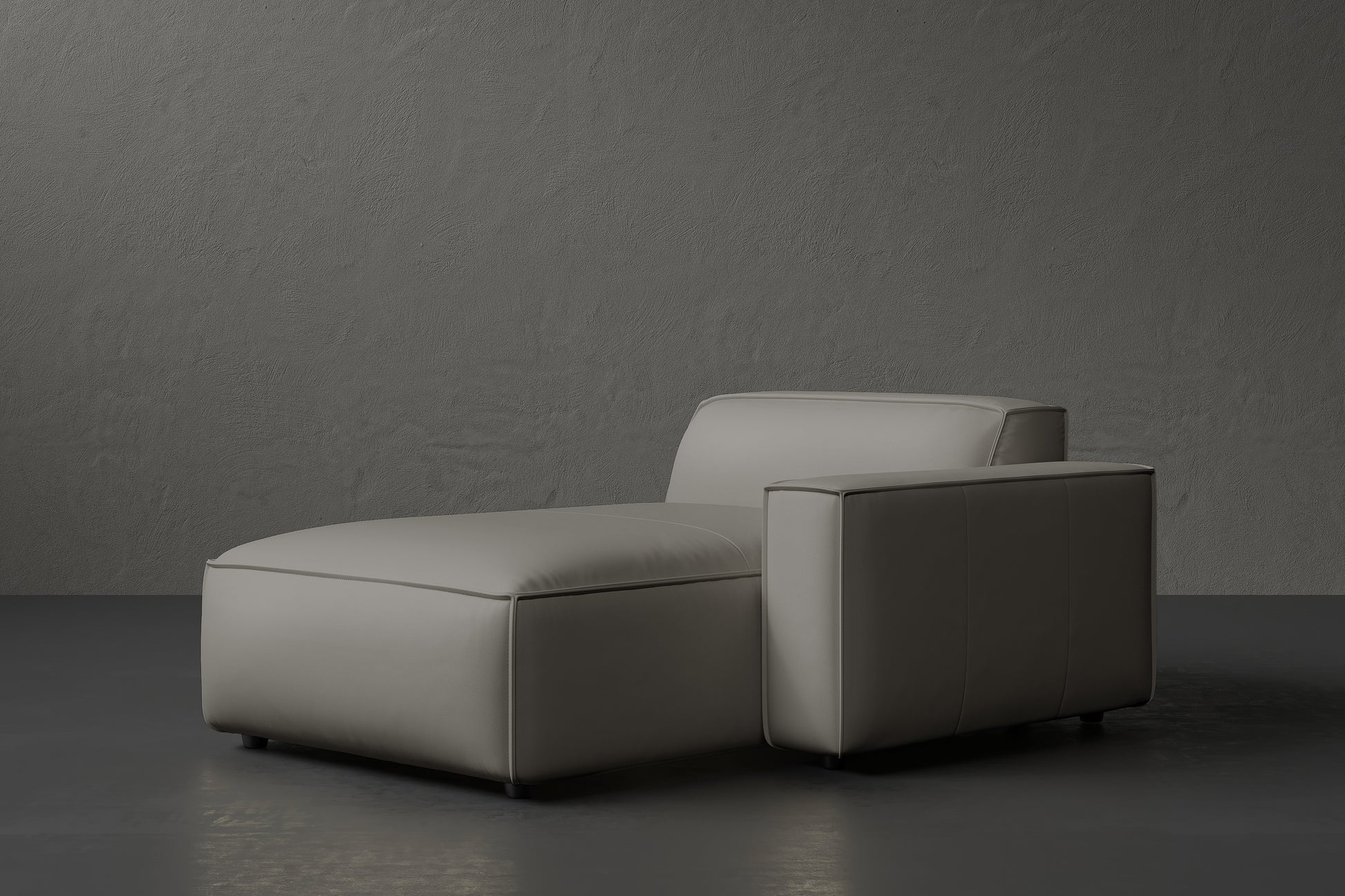 Allodi Full-aniline Leather Right Chaise Sofa Module with Feather-Filled