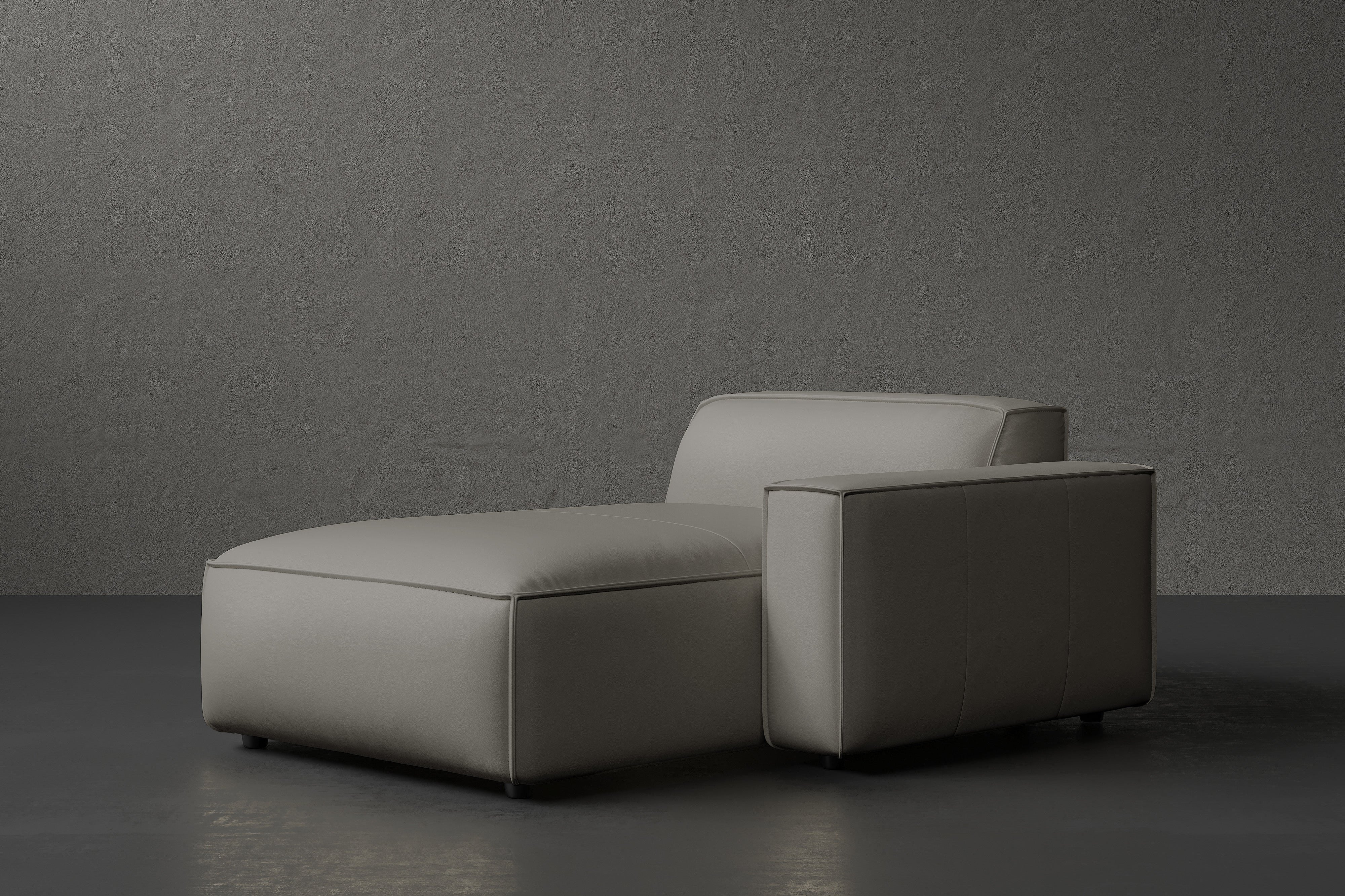 Allodi Full-aniline Leather Right Chaise Sofa Module with Feather-Filled