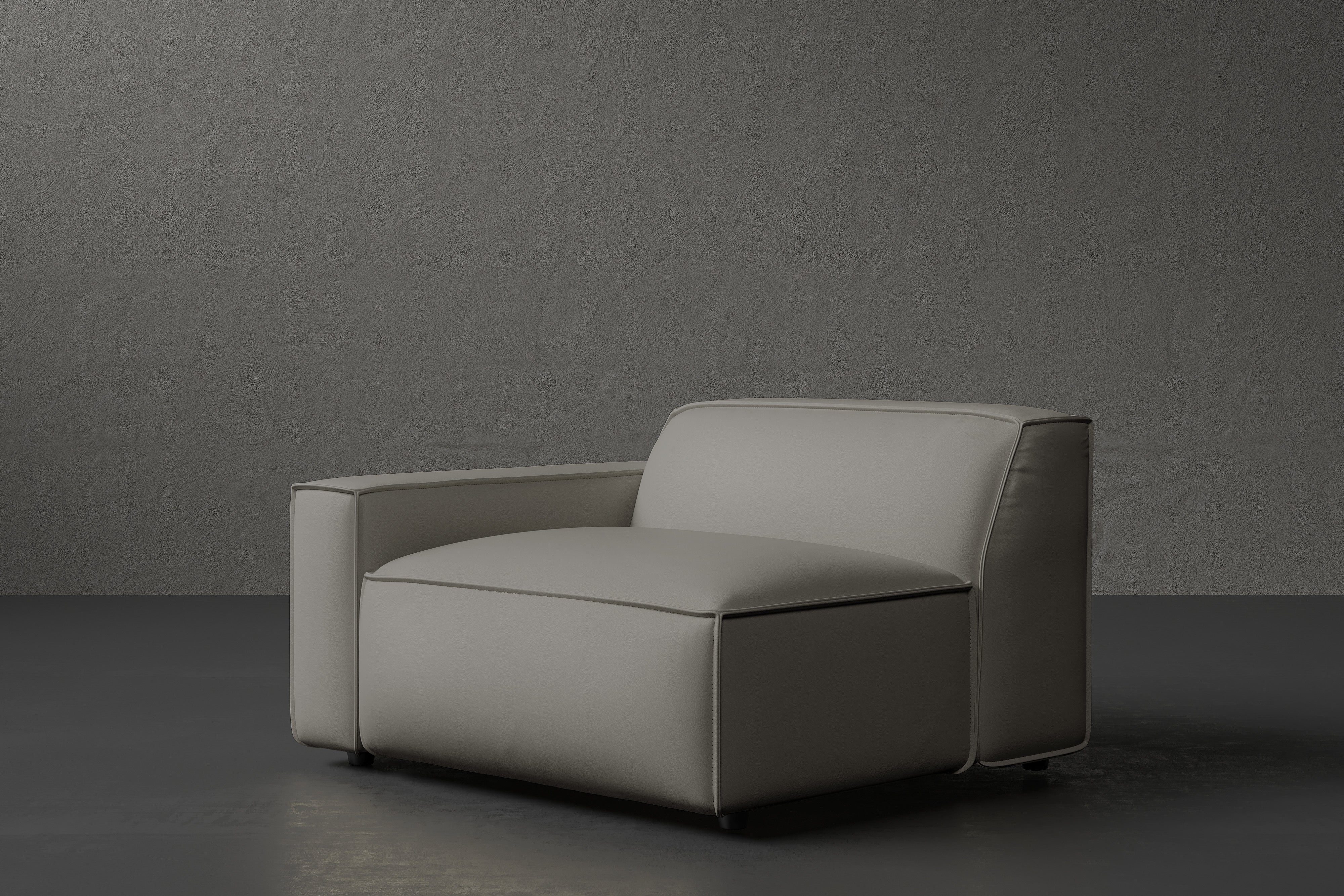 Allodi Full-aniline Leather Left Arm Sofa Module with Feather-Filled