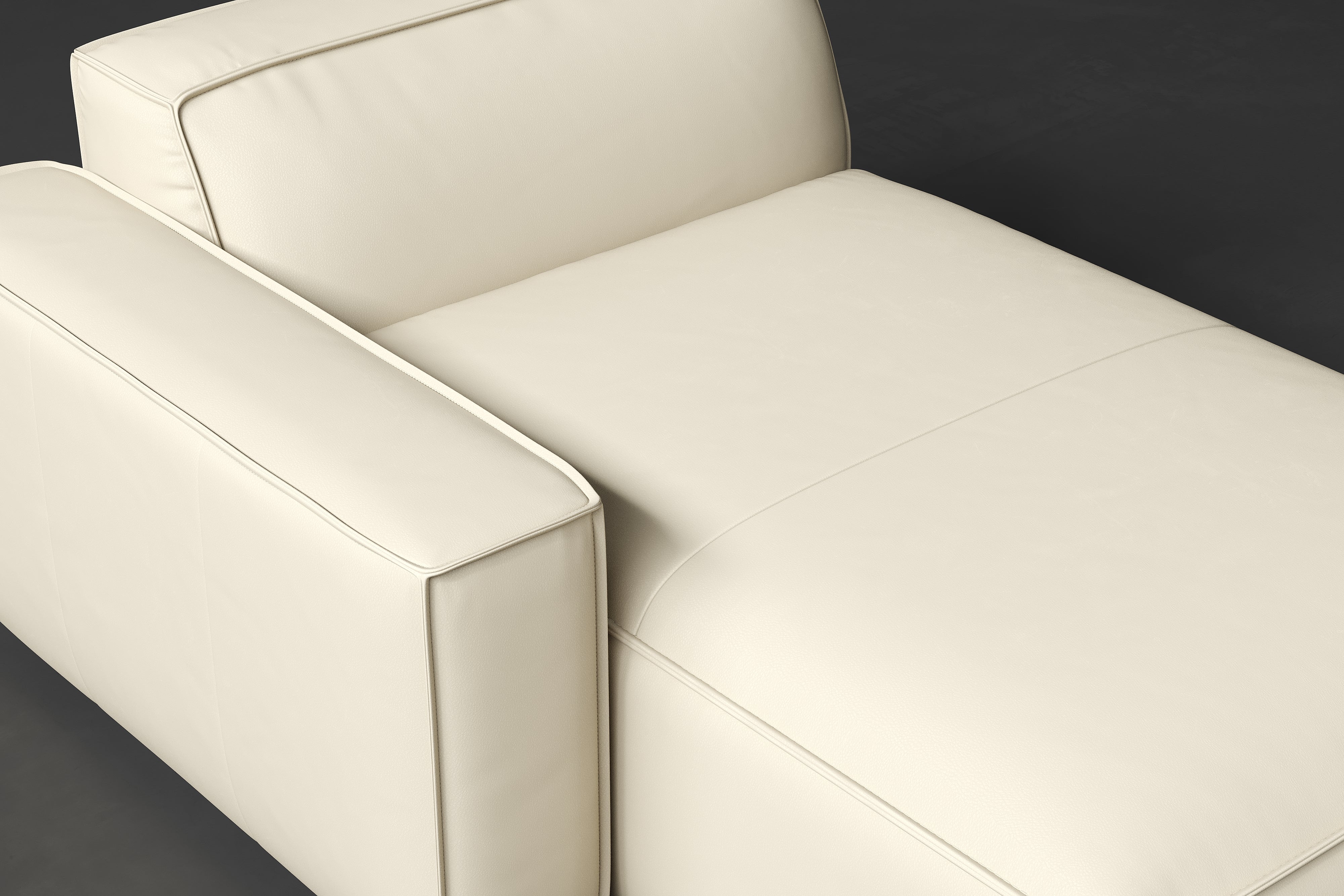 Allodi Full-aniline Leather Left Chaise Sofa Module with Feather-Filled