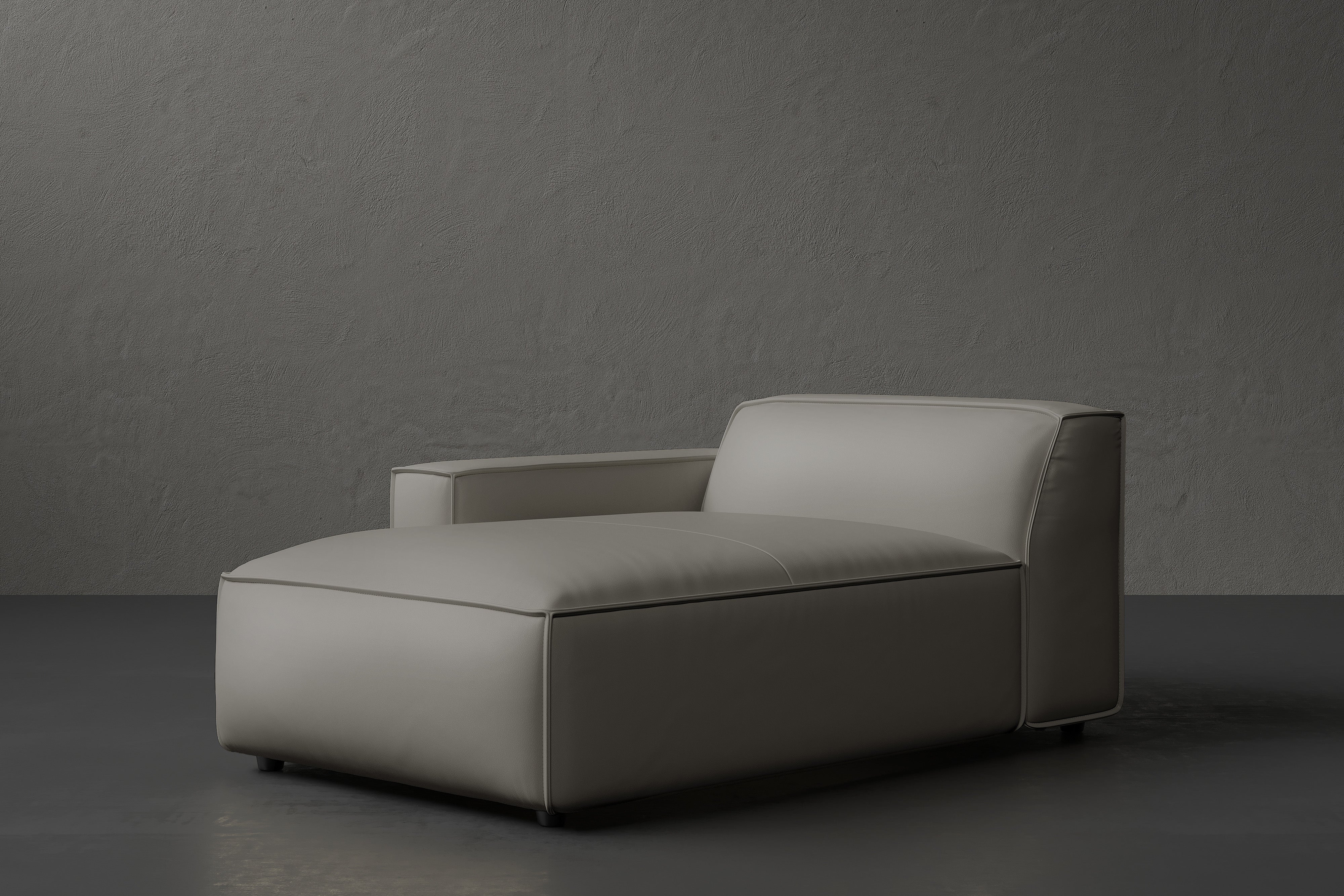 Allodi Full-aniline Leather Left Chaise Sofa Module with Feather-Filled