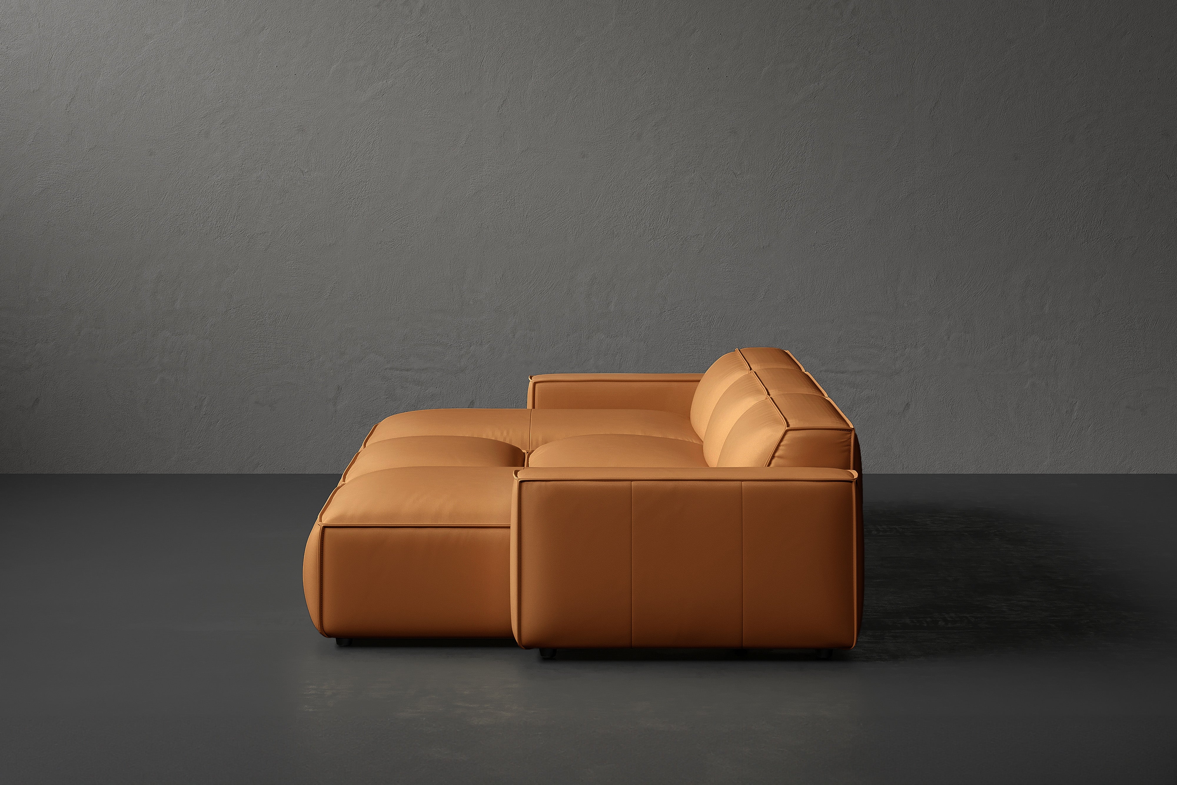 Allodi Full-aniline Leather Modular Bed Sectional Sofa with Feather-Filled