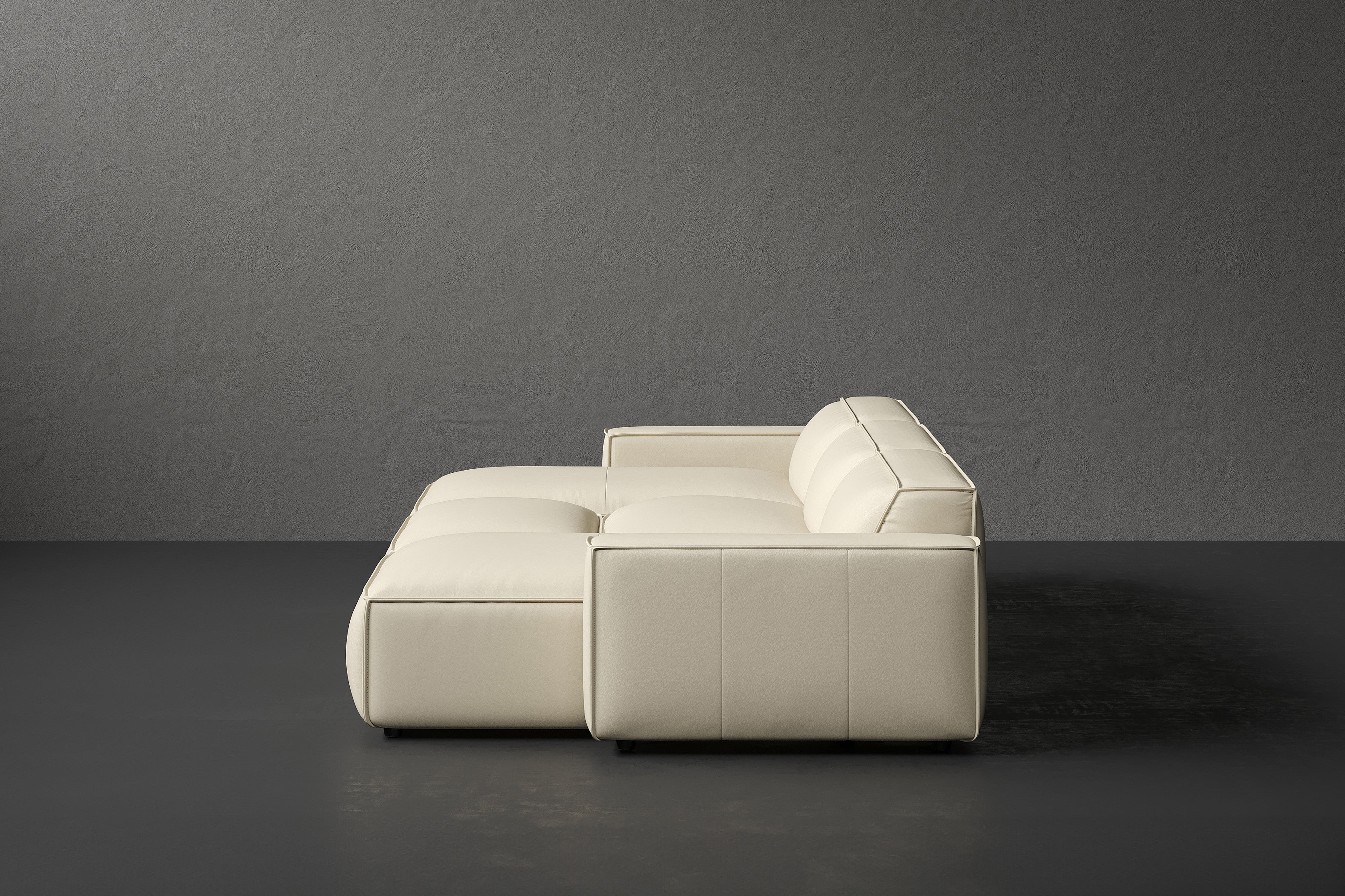 Allodi Full-aniline Leather Modular Bed Sectional Sofa with Feather-Filled