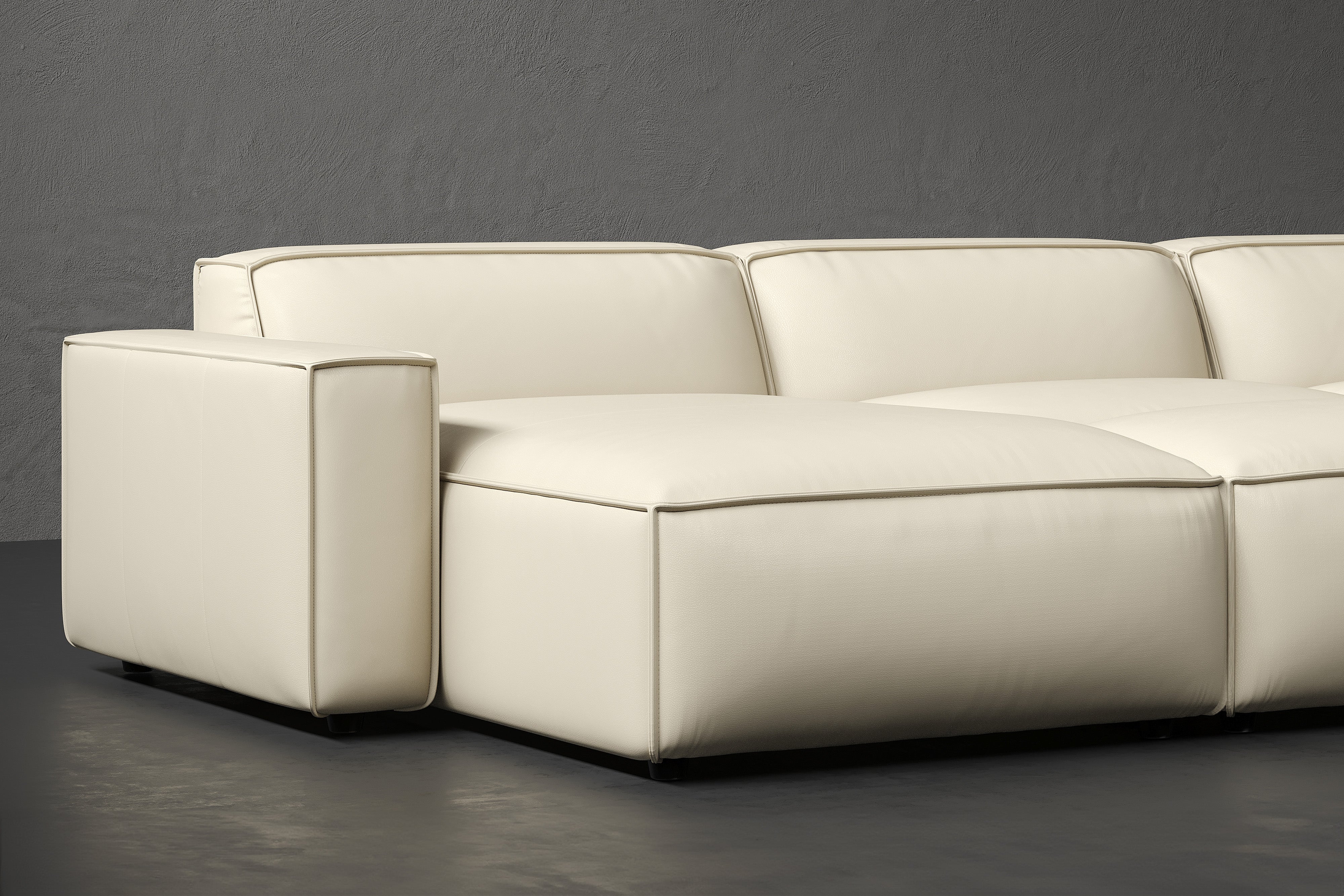 Allodi Full-aniline Leather Modular Bed Sectional Sofa with Feather-Filled