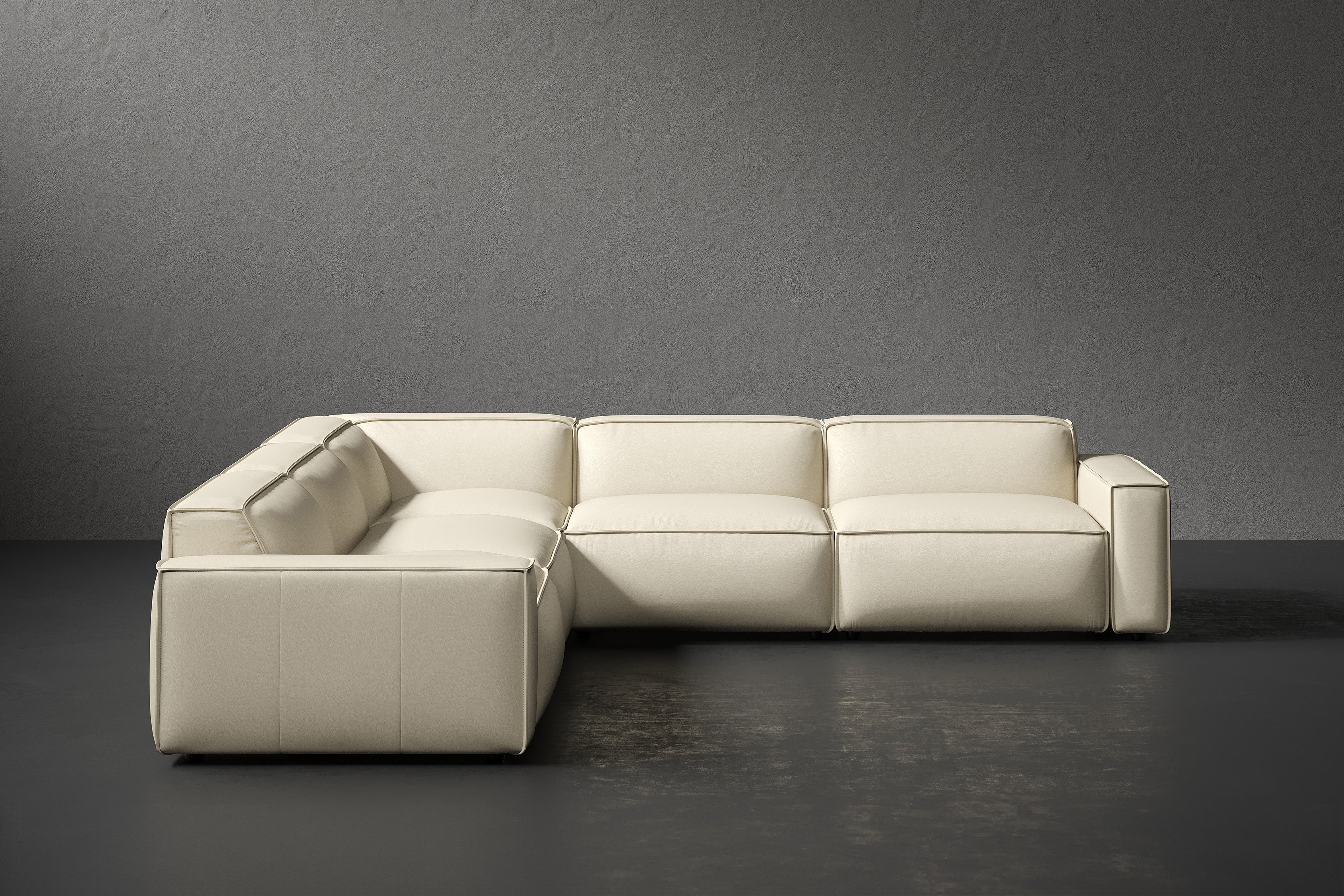Allodi Full-aniline Leather Modular Corner Sectional Sofa with Feather-Filled
