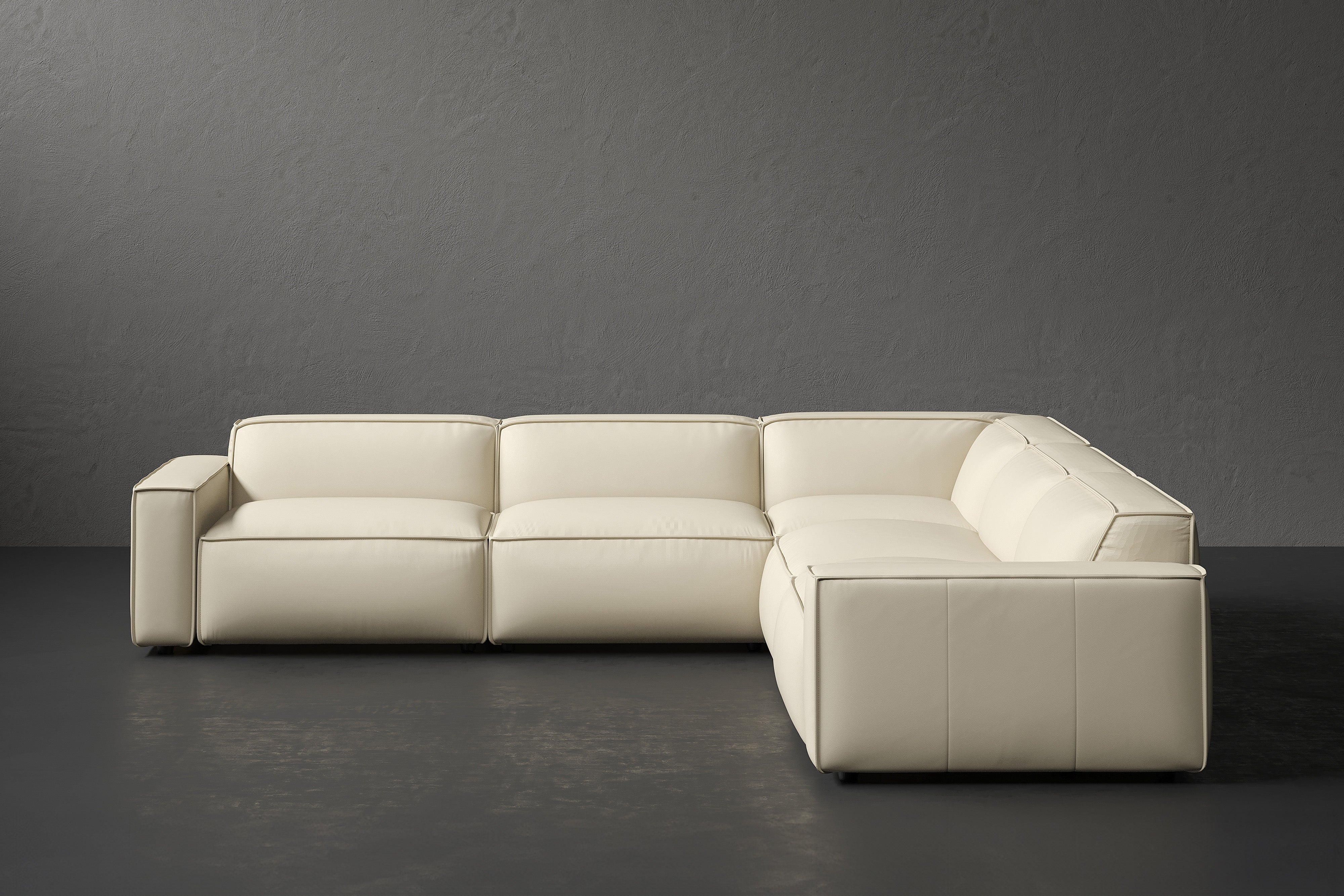 Allodi Full-aniline Leather Modular Corner Sectional Sofa with Feather-Filled