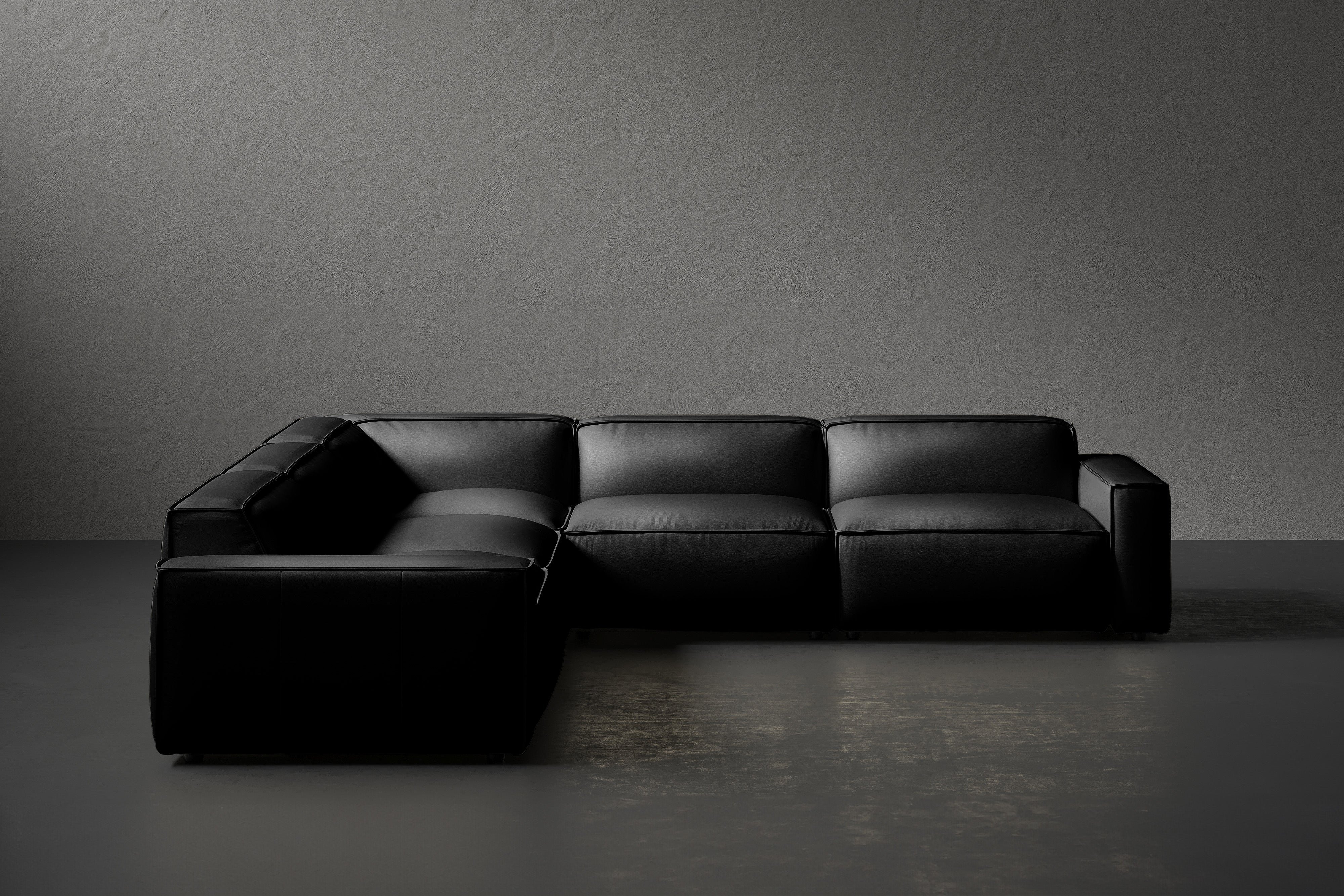 Allodi Full-aniline Leather Modular Corner Sectional Sofa with Feather-Filled