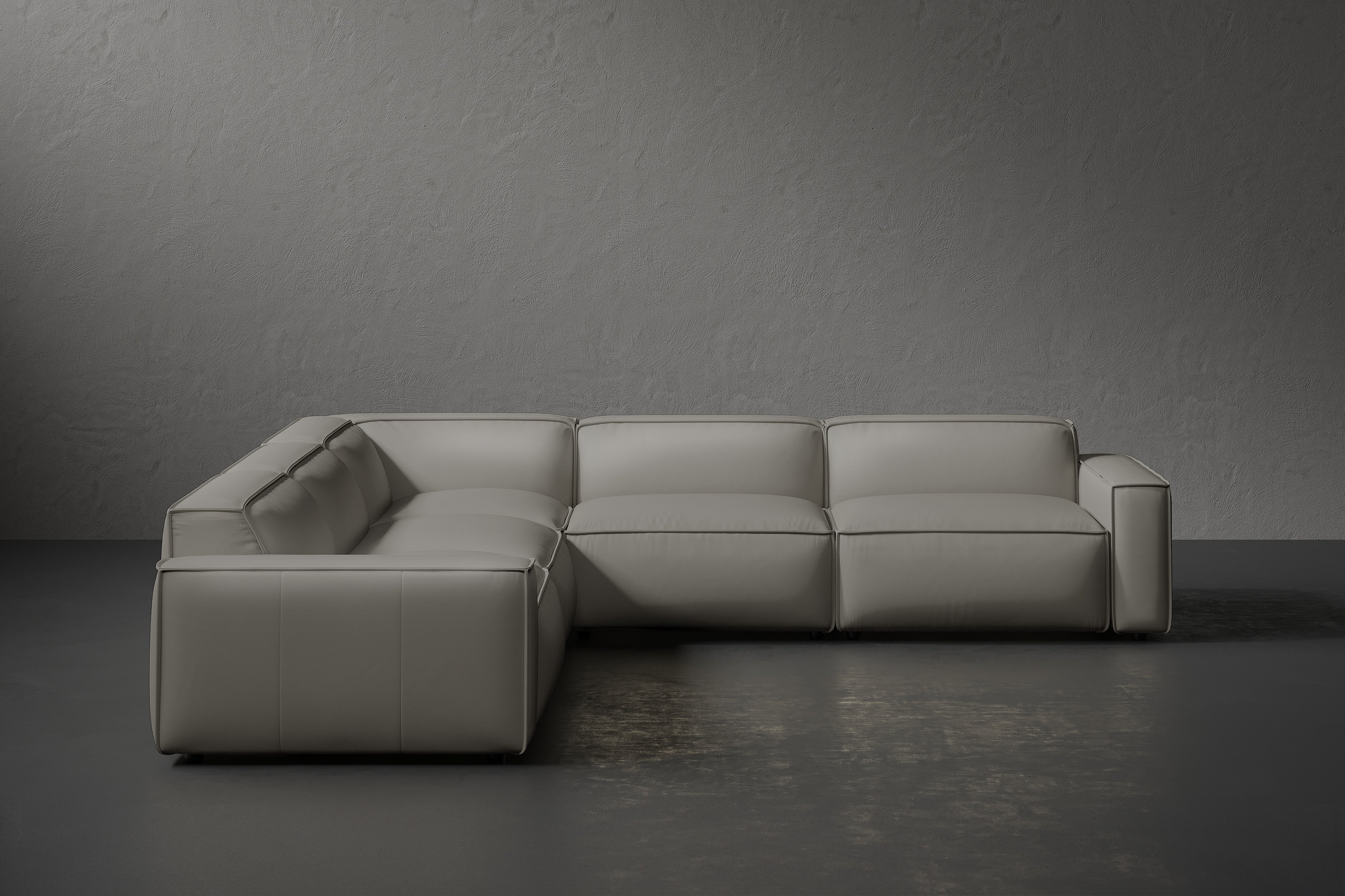 Allodi Full-aniline Leather Modular Corner Sectional Sofa with Feather-Filled