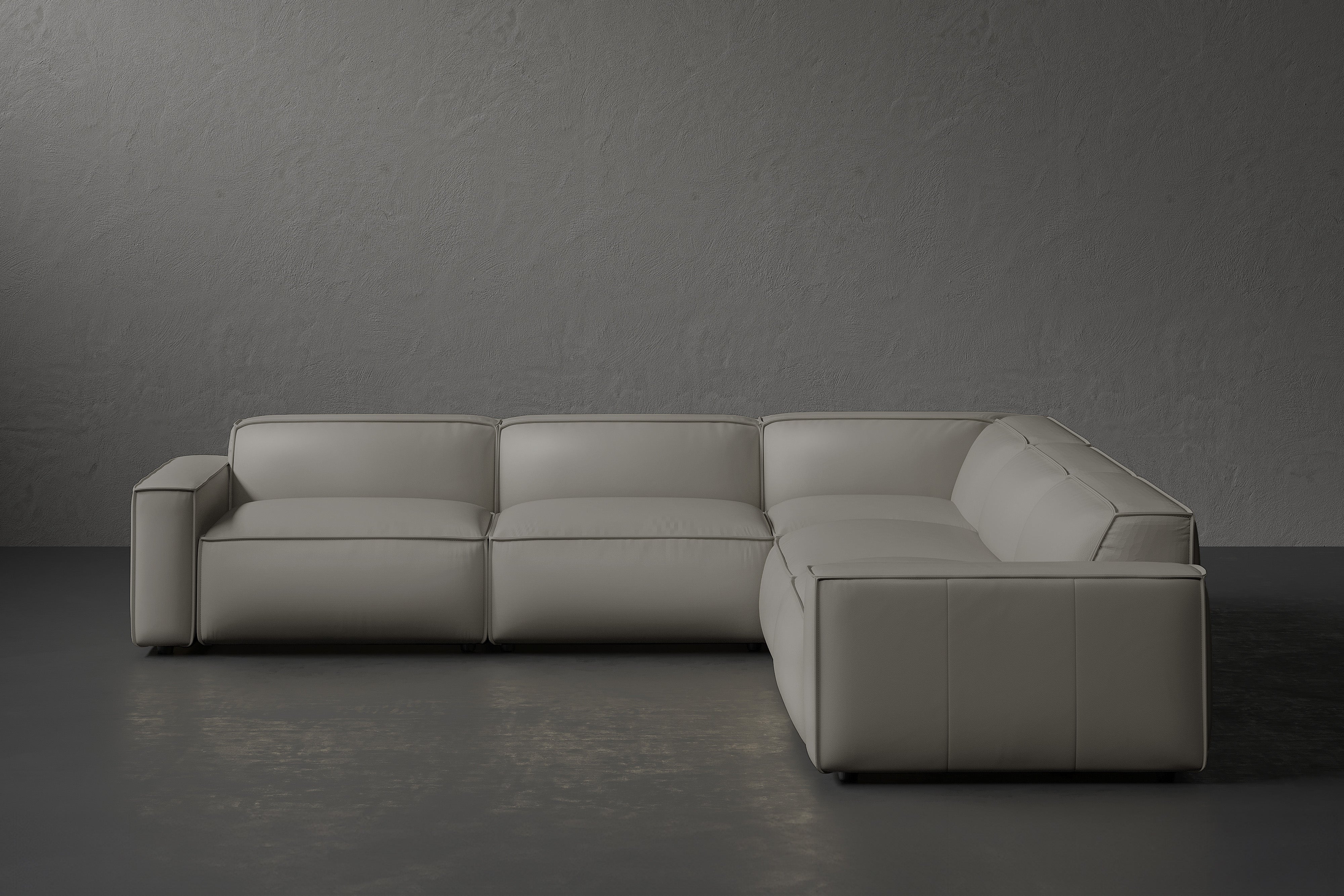 Allodi Full-aniline Leather Modular Corner Sectional Sofa with Feather-Filled