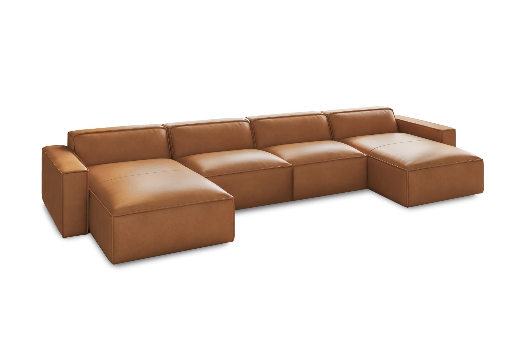 Allodi Full-aniline Leather Modular Extended Sectional Sofa with Feather-Filled