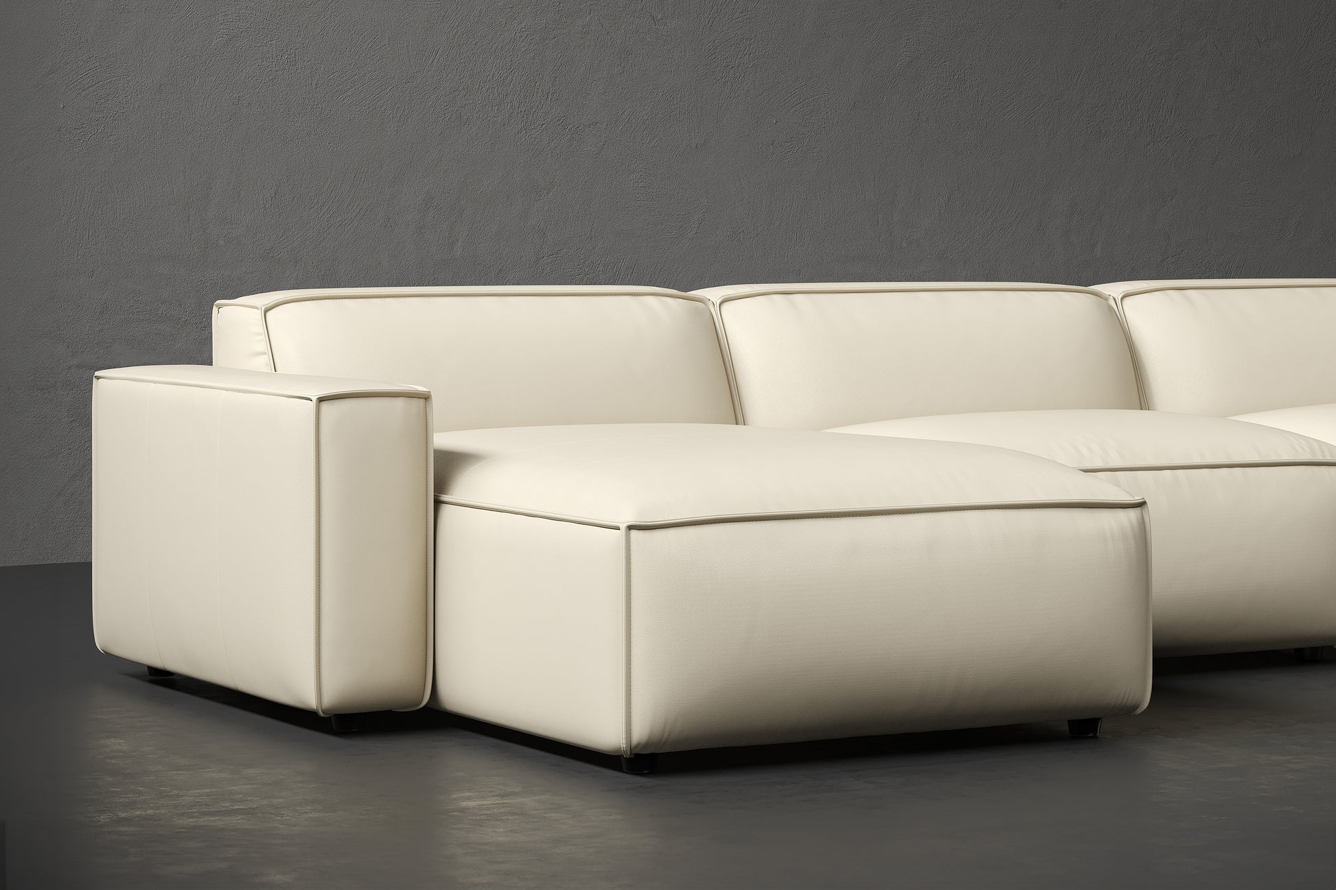 Allodi Full-aniline Leather Modular Extended Sectional Sofa with Feather-Filled