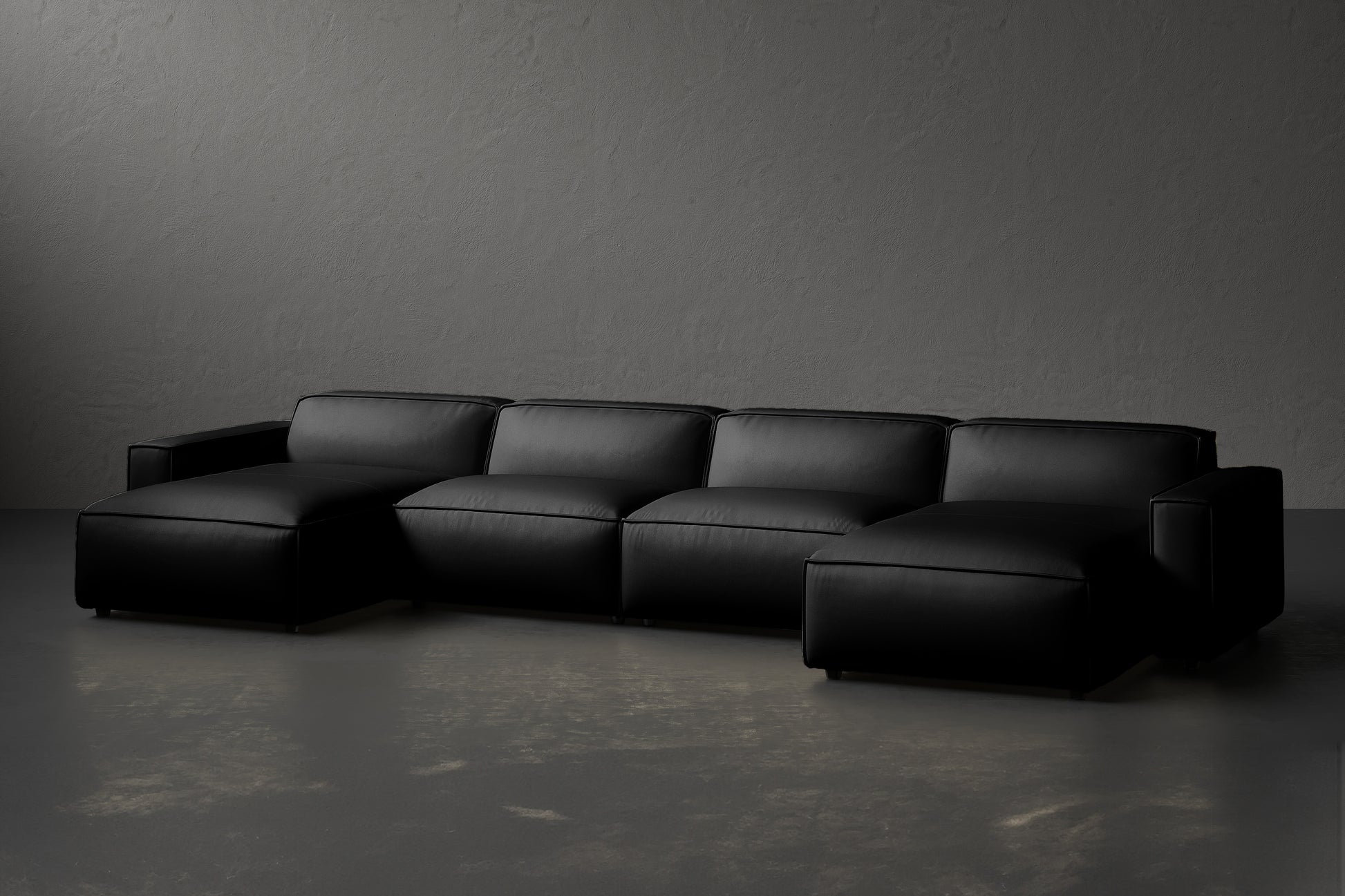 Allodi Full-aniline Leather Modular Extended Sectional Sofa with Feather-Filled