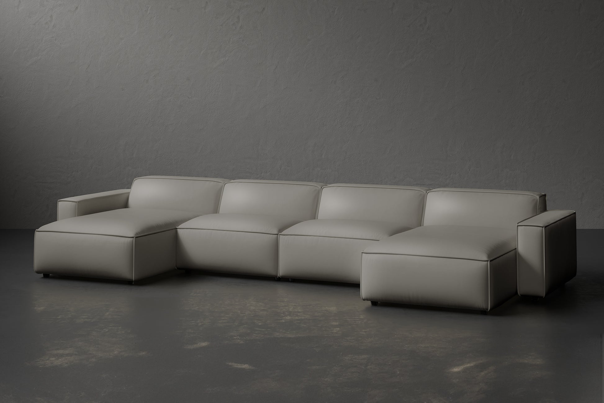 Allodi Full-aniline Leather Modular Extended Sectional Sofa with Feather-Filled