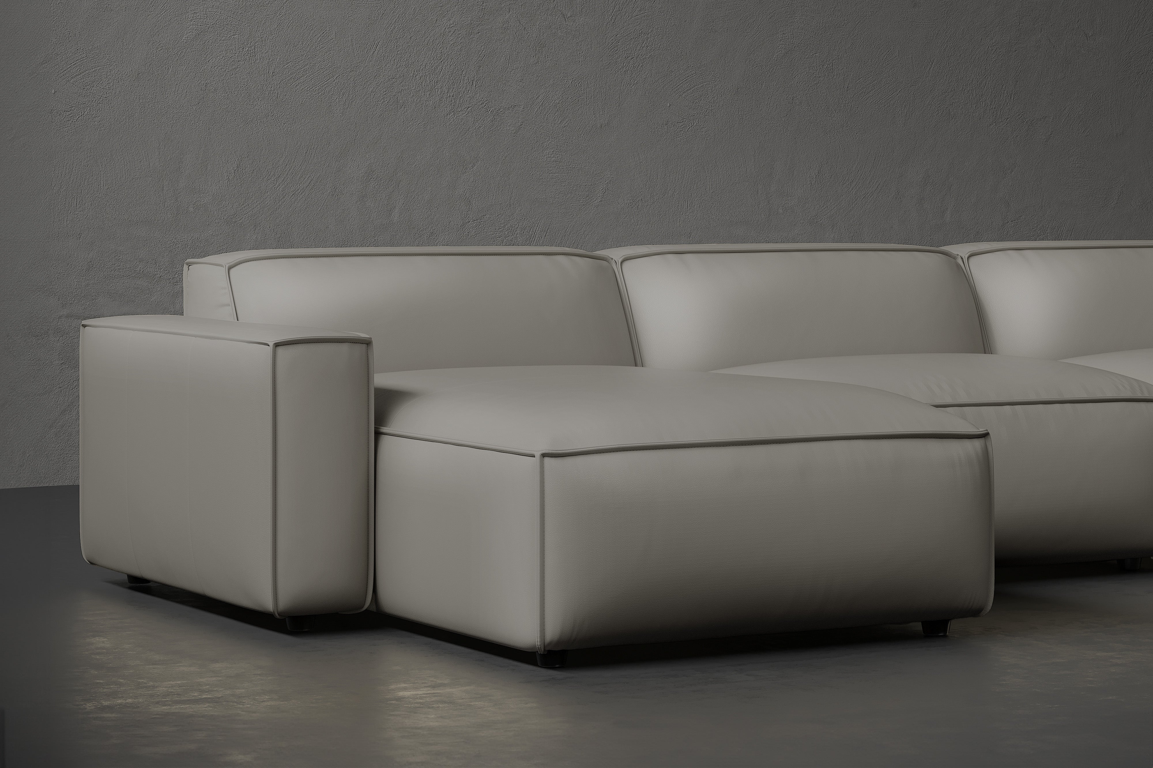 Allodi Full-aniline Leather Modular Extended Sectional Sofa with Feather-Filled