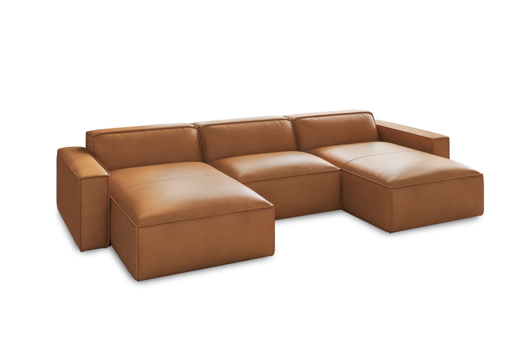 Allodi Full-aniline Leather Modular Sectional Sofa with Feather-Filled