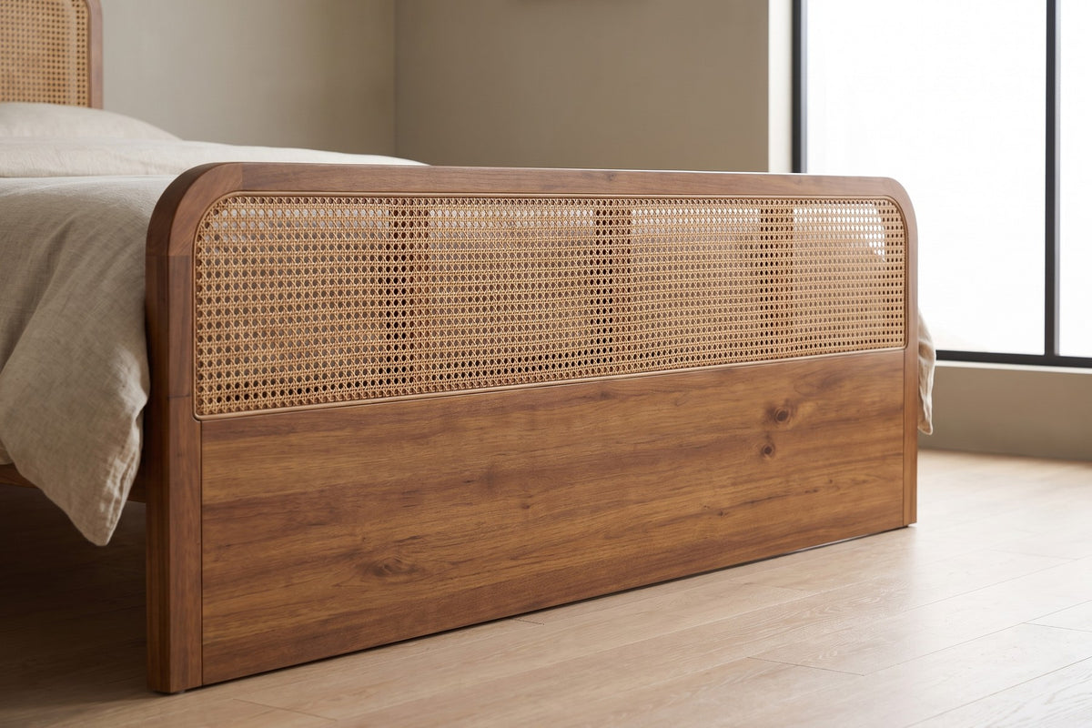 Woven Cane, Walnut-Finish Wood