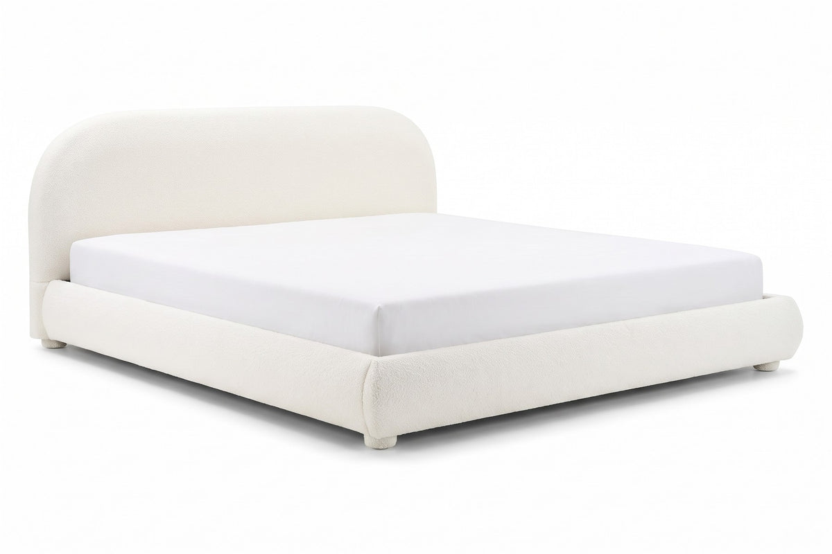 Manon Arched Bouclé Upholstered Bed – Cream White, King
