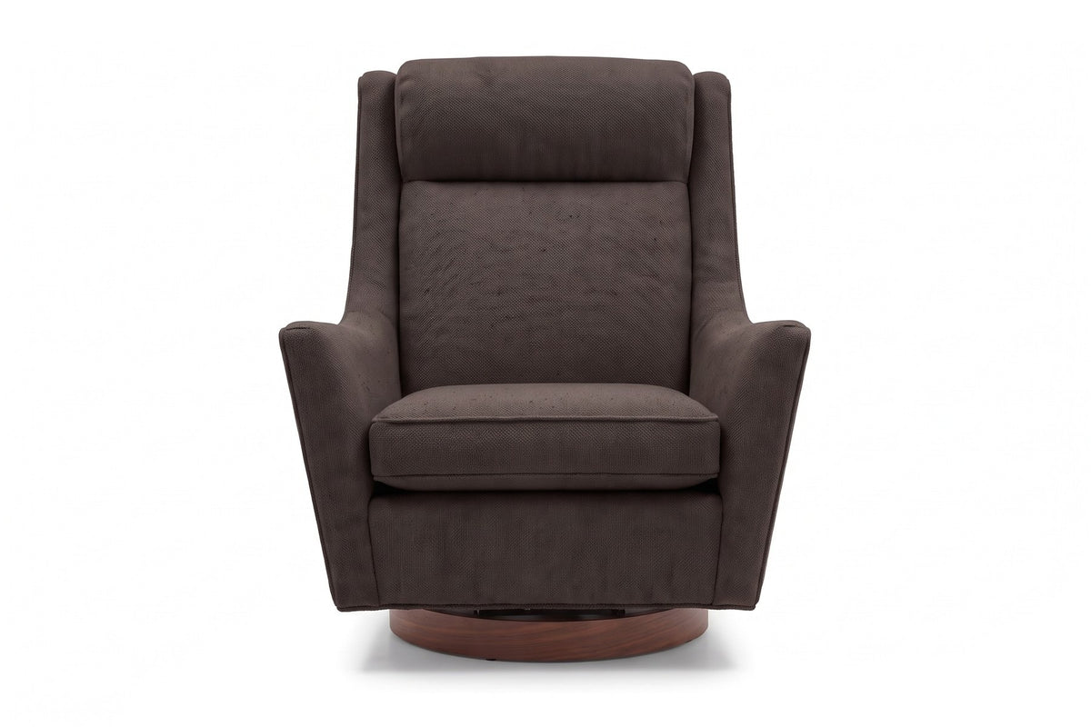 Megève Swivel Rocker Chair in Espresso, front view on white