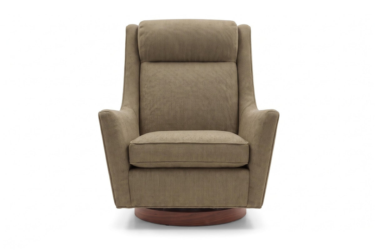 Megève Swivel Rocker Chair in Olive, front view on white