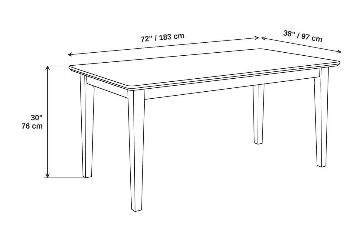 Ménerbes White Quartz and Walnut Dining Table dimensions
