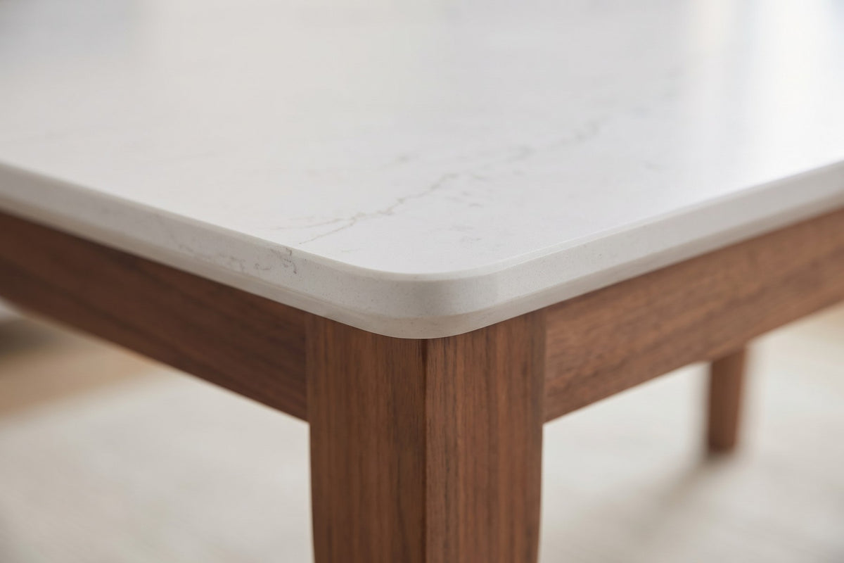 Ménerbes 72" Quartz Top Dining Table – Solid Walnut or Oak Base, Seats 6