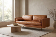 Menton 88" Cognac Leather Bench-Seat Sofa in a living space