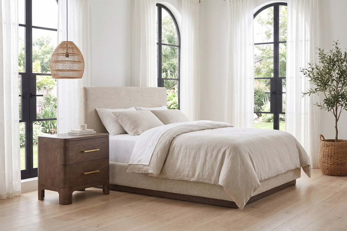 Monceau Rounded 2-Drawer Nightstand – Brown Oak Finish