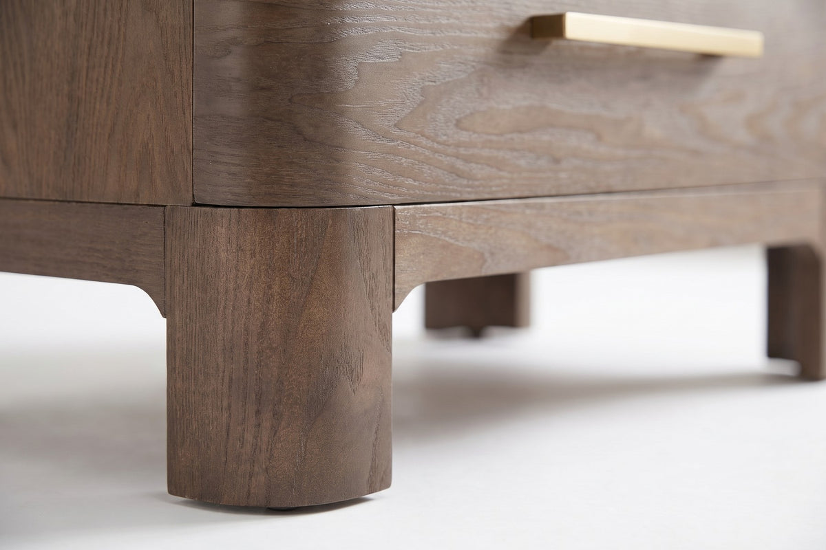 Monceau Rounded 2-Drawer Nightstand – Brown Oak Finish