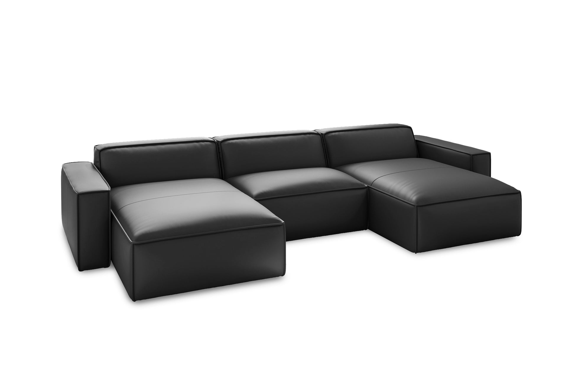 Allodi Full-aniline Leather Modular Sectional Sofa with Feather-Filled