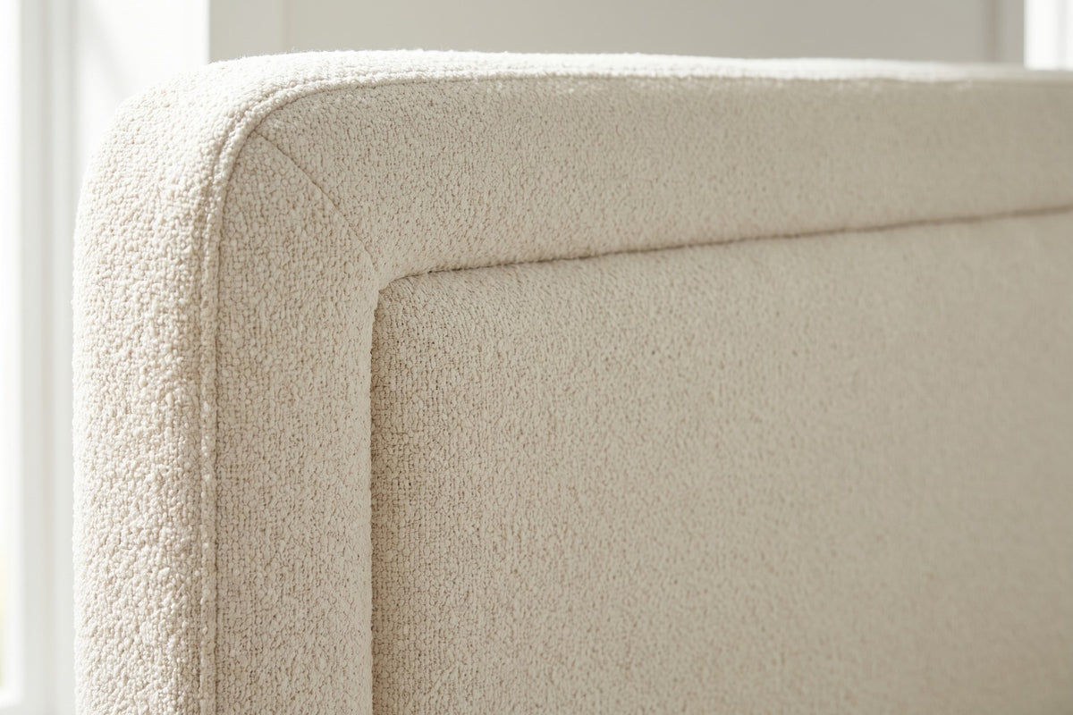 Nina Bouclé Platform Bed – Beige White, King