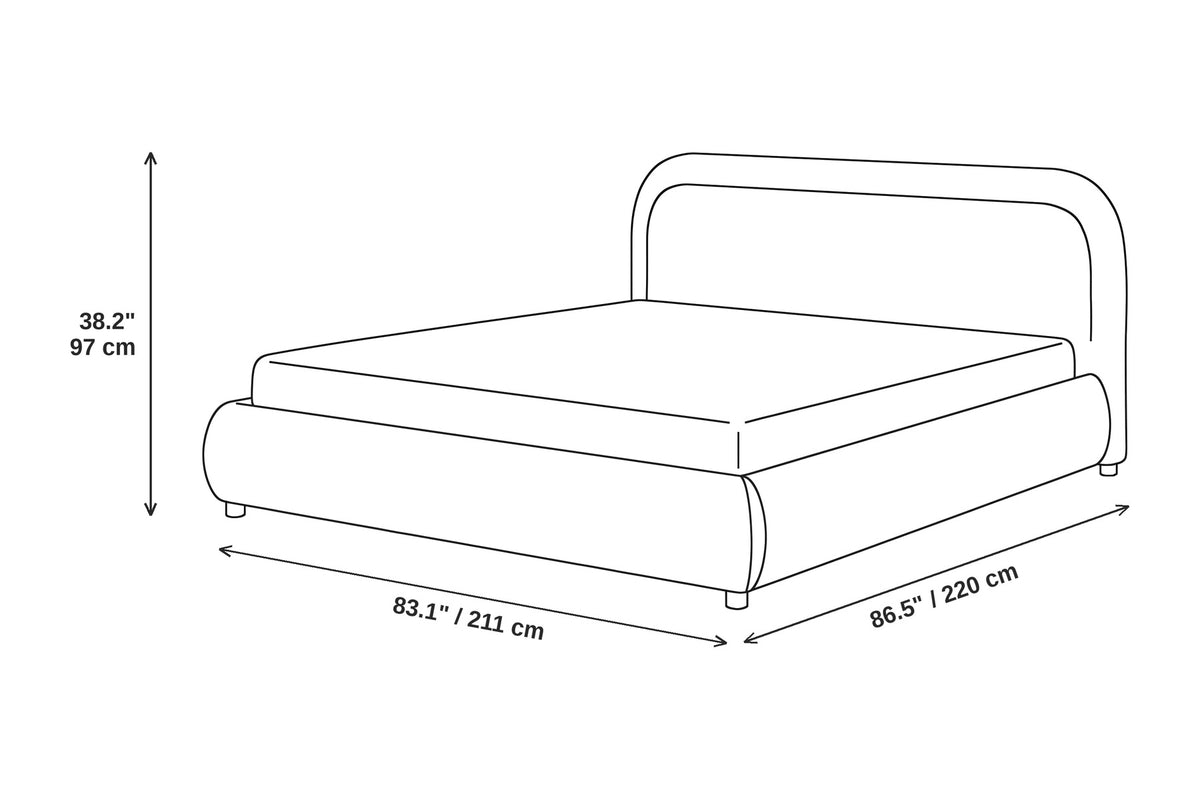 Nina Bouclé Platform Bed – Beige White, King