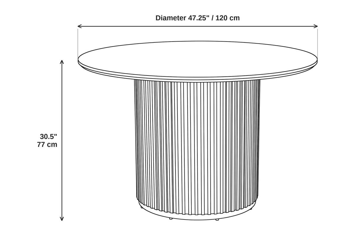 Odeon 47.25" Round Slatted-Pedestal Dining Table – Walnut Finish