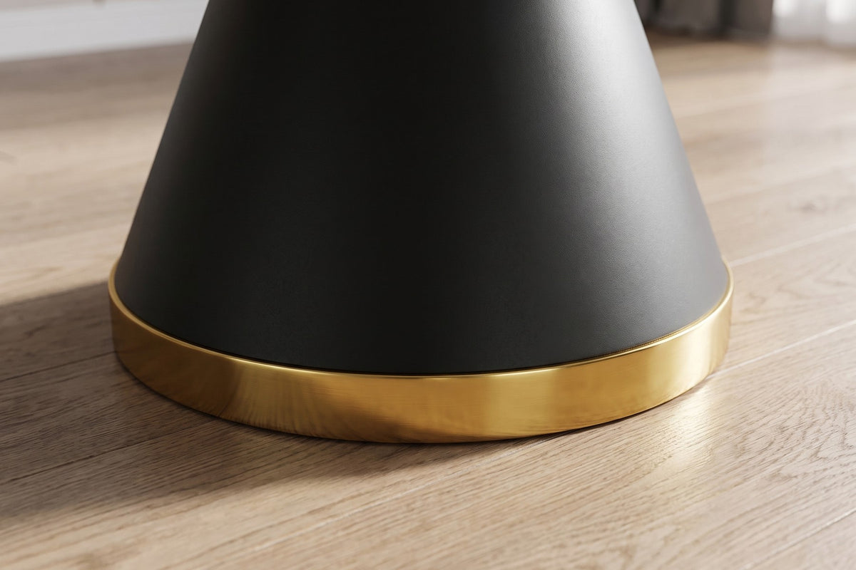 Orsay Round Sintered Stone Dining Table – Sculptural Pedestal, Effortless Care