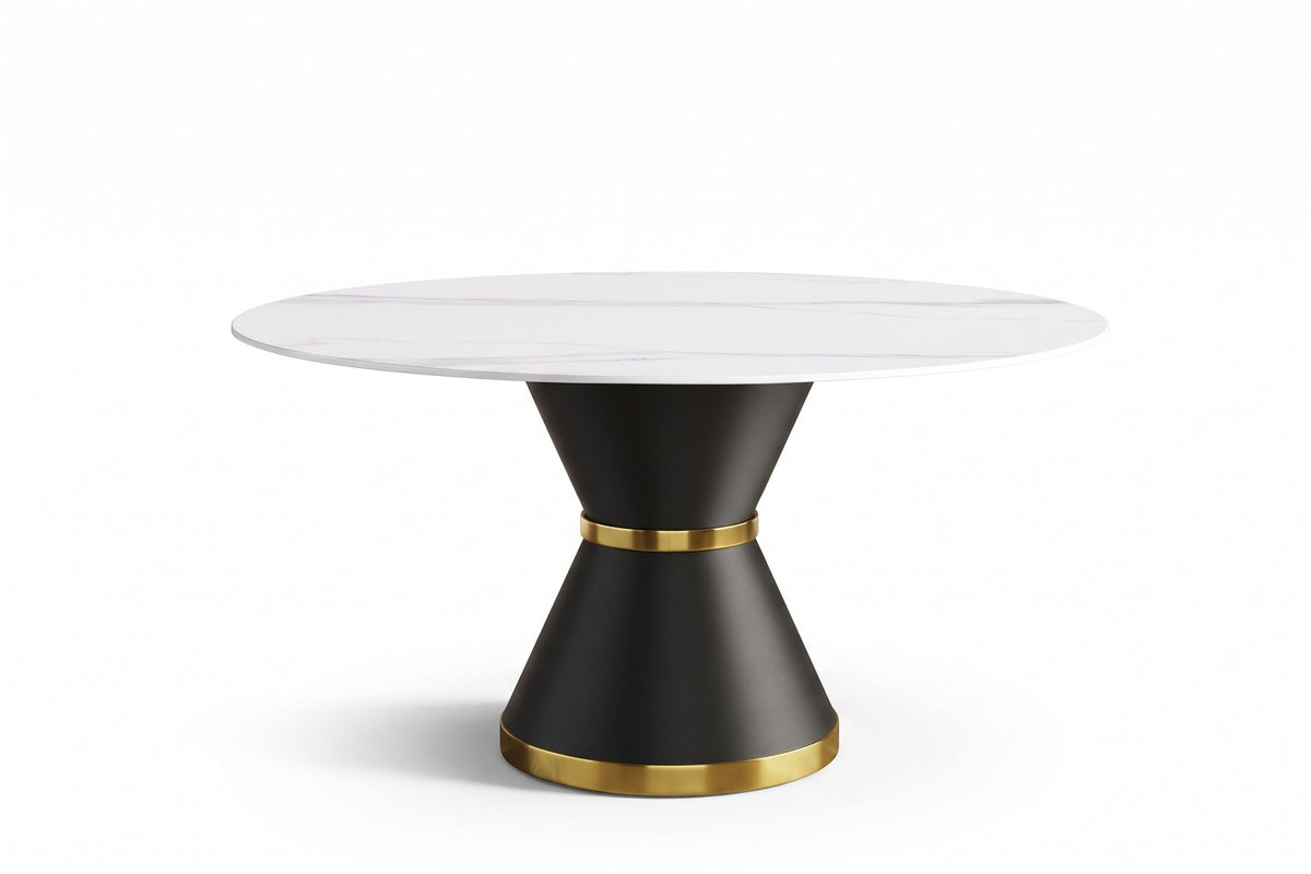 Orsay Round Sintered Stone Dining Table – Sculptural Pedestal, Effortless Care