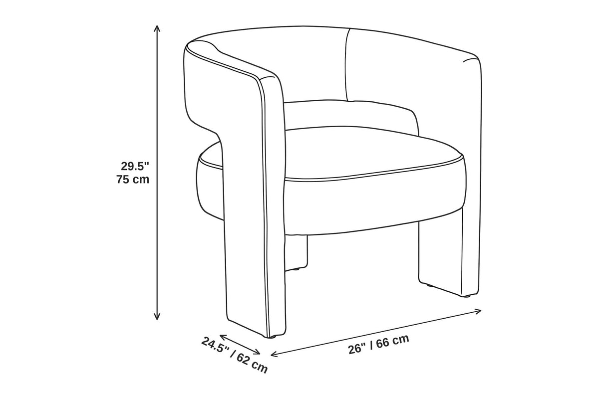 Picpus white bouclé sculpted accent chair with open back dimensions: 26 inches wide, 24.5 inches deep and 29.5 inches high