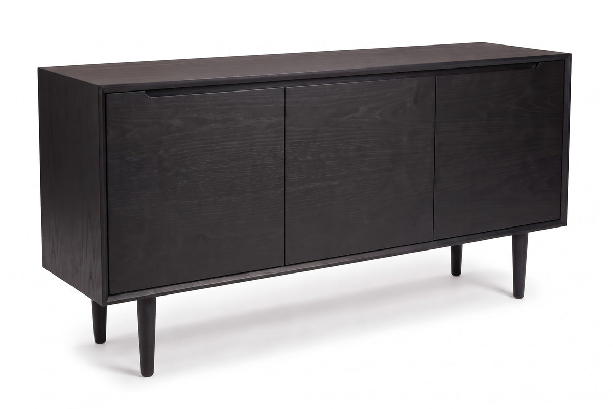 Quimper 72" Sideboard – Solid Walnut or Oak, Three Doors, Tapered Legs