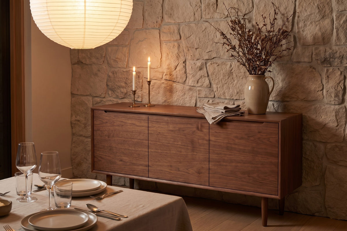 Quimper Walnut Sideboard styled in a room