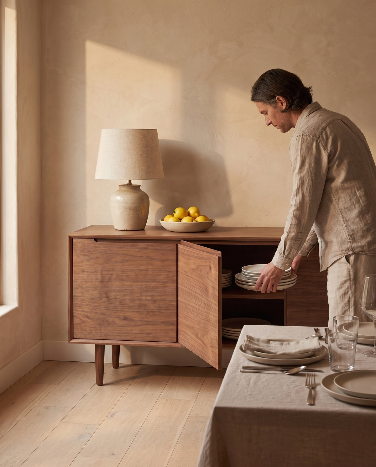 Quimper Walnut Sideboard in everyday use at home