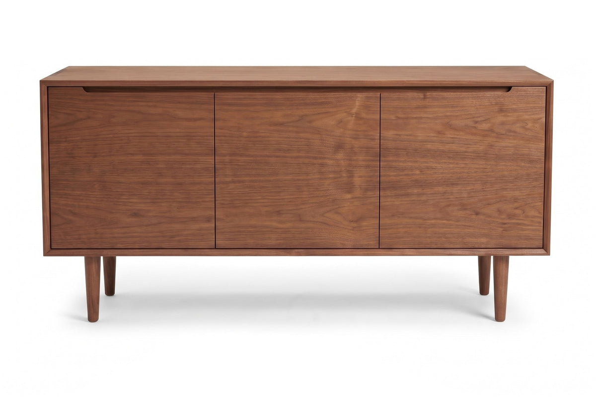 Quimper 72" Sideboard – Solid Walnut or Oak, Three Doors, Tapered Legs