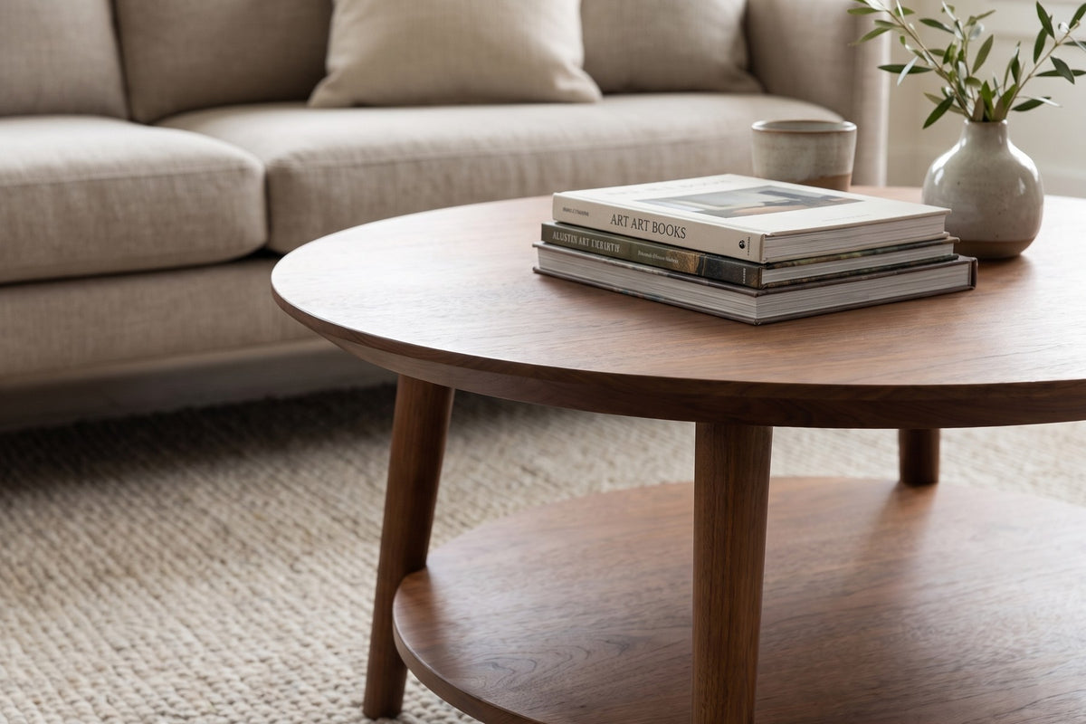 Ramatuelle Walnut Round Coffee Table detail
