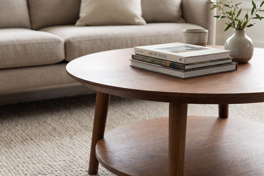 Ramatuelle Walnut Round Coffee Table detail